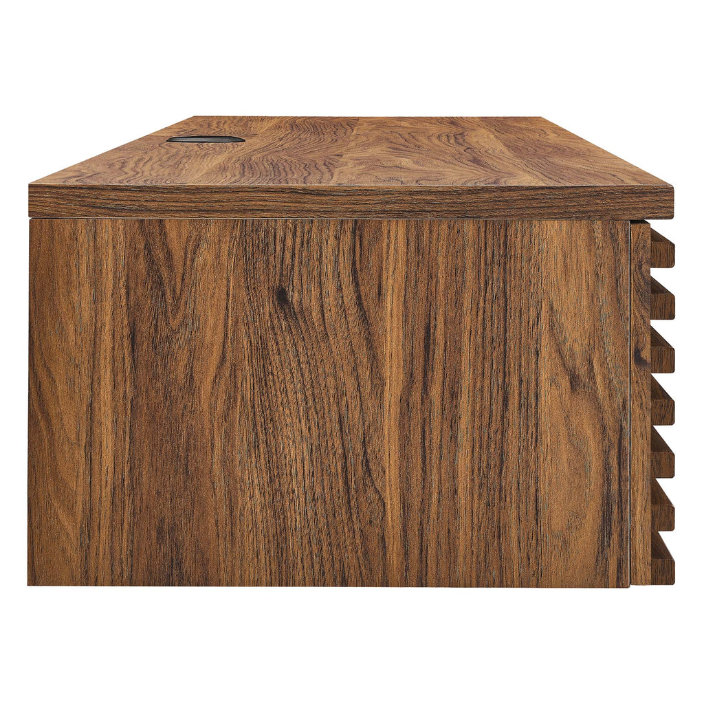 Render Wall Mount Wood Office Desk - Walnut