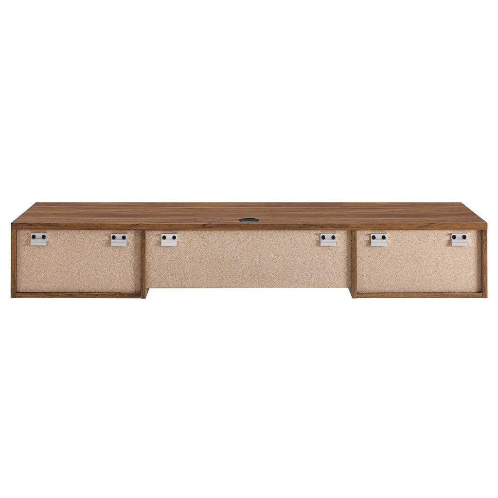 Render Wall Mount Wood Office Desk - Walnut