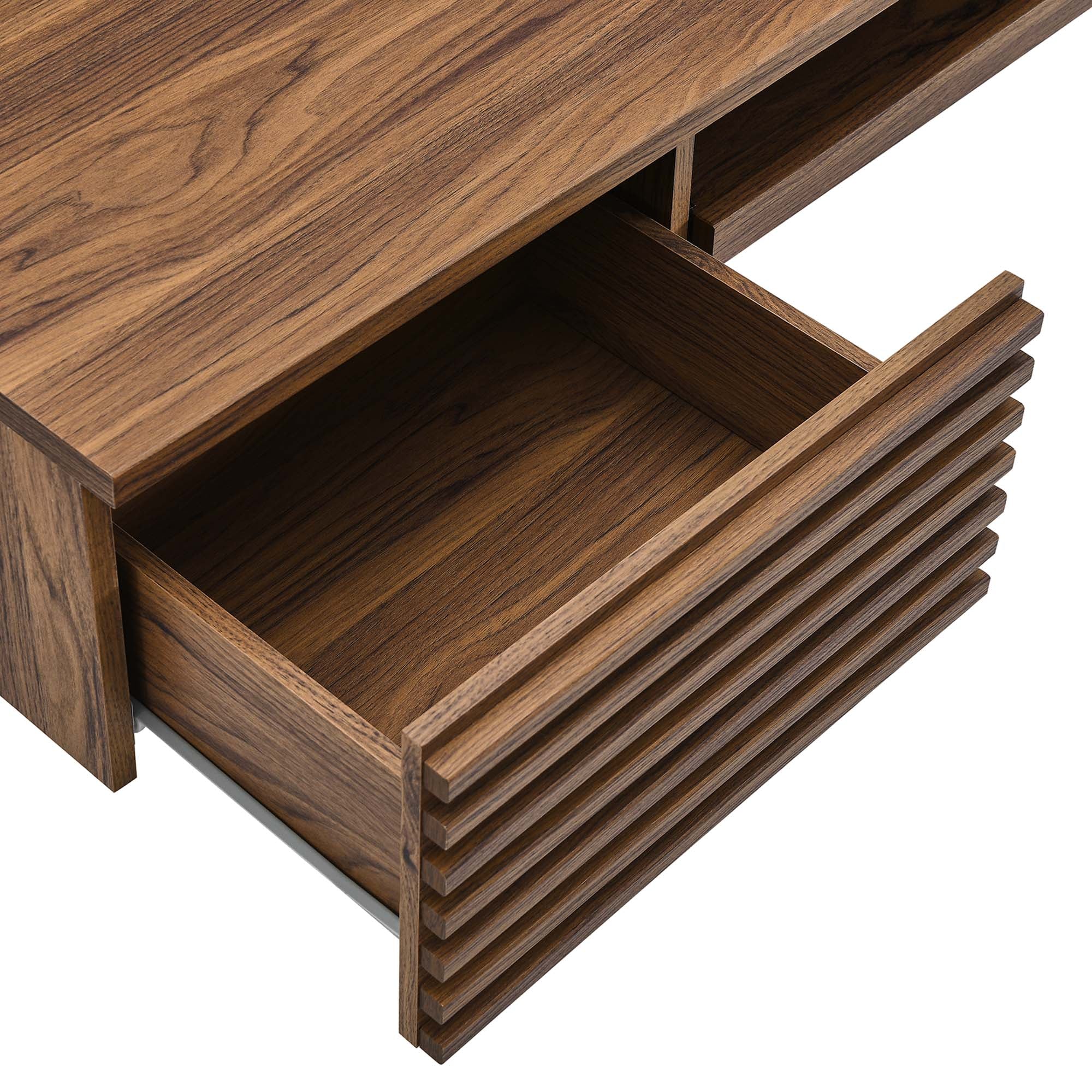 Render Wall Mount Wood Office Desk - Walnut