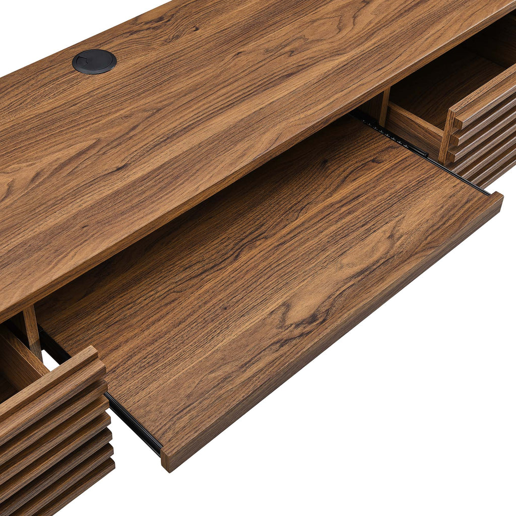 Render Wall Mount Wood Office Desk - Walnut