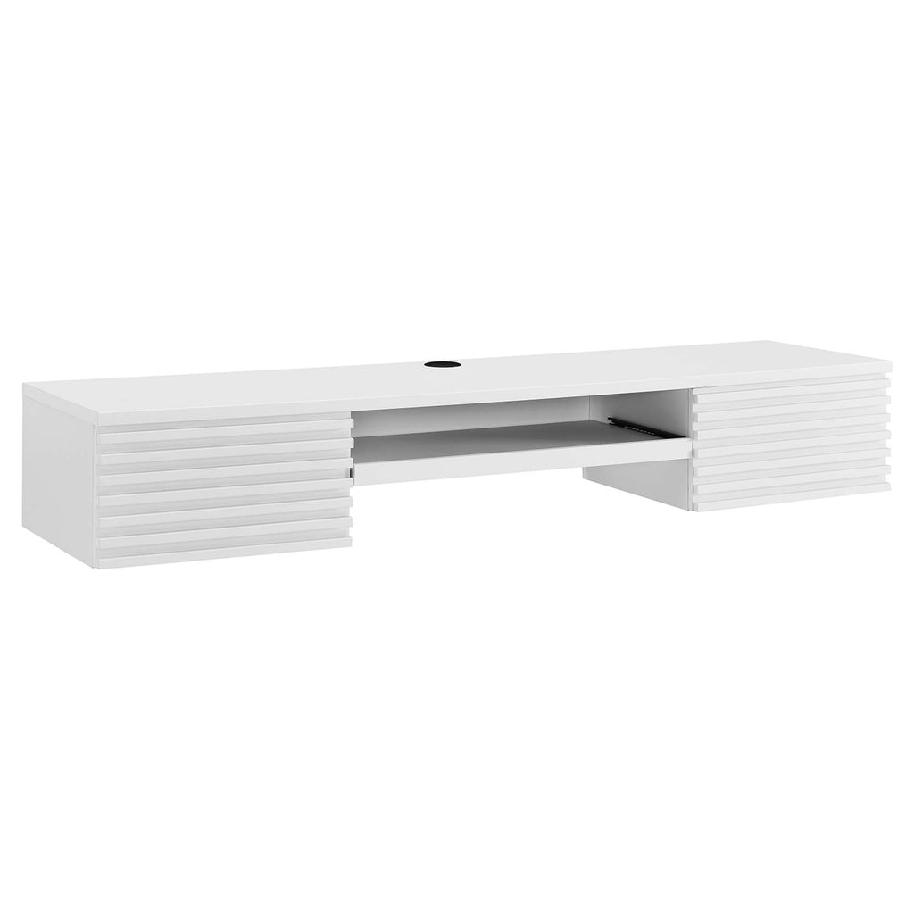 Render Wall Mount Wood Office Desk - White