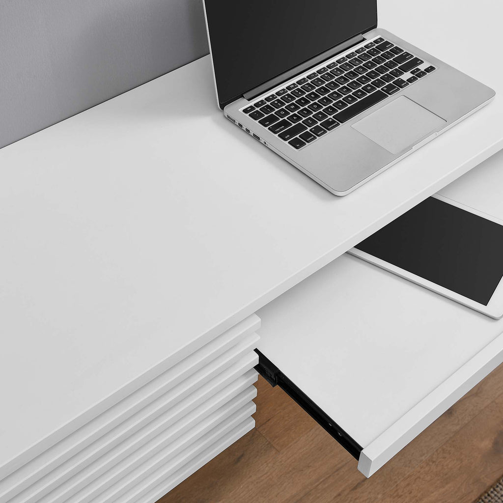 Render Wall Mount Wood Office Desk - White