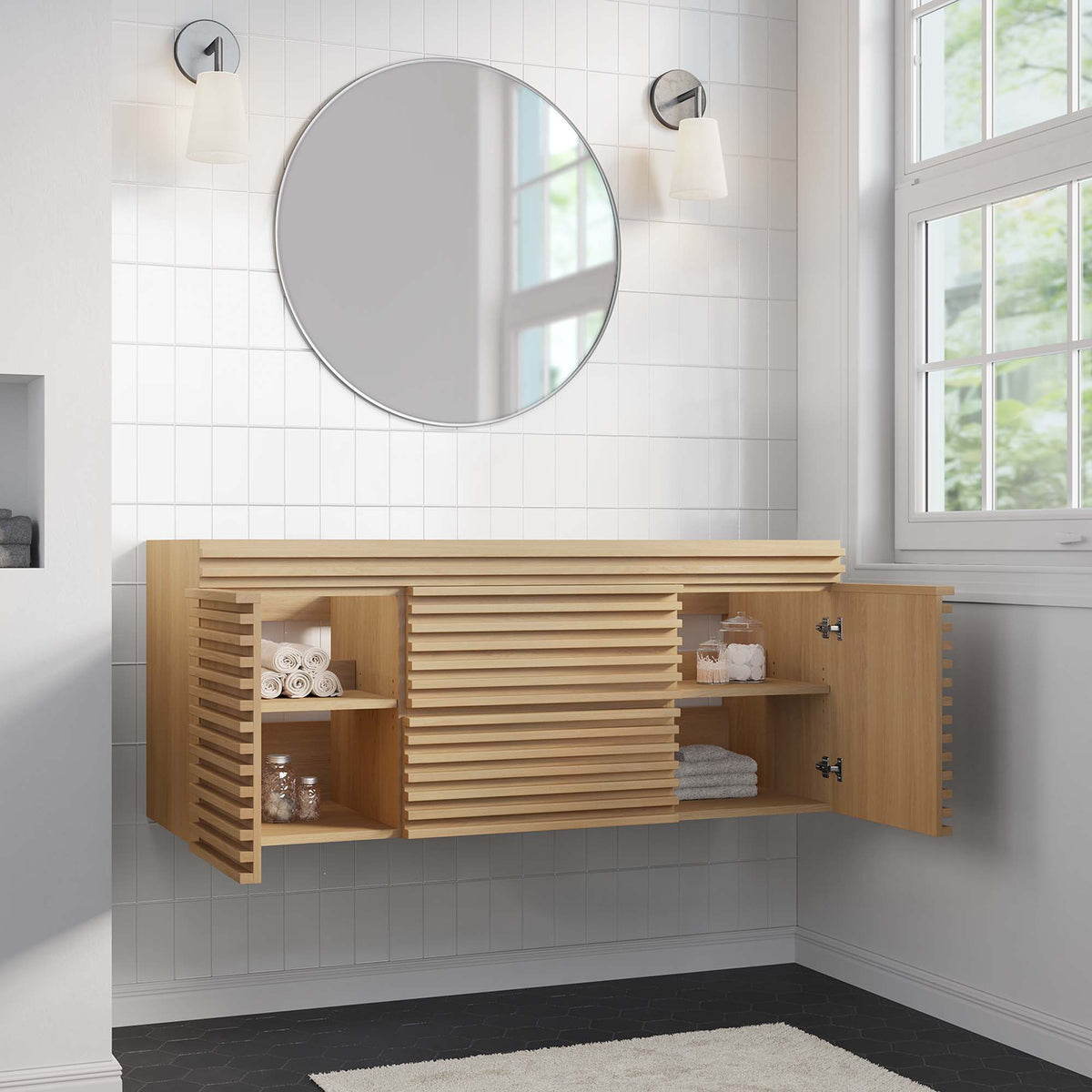 Render 48" Single Sink Compatible (Not Included) Bathroom Vanity Cabinet - Oak