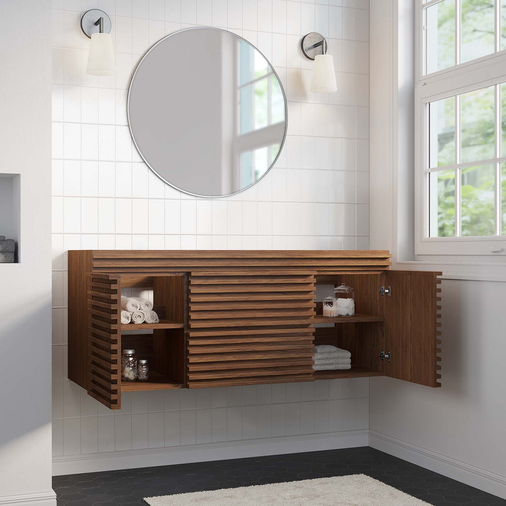 Render 48" Single Sink Compatible (Not Included) Bathroom Vanity Cabinet - Walnut