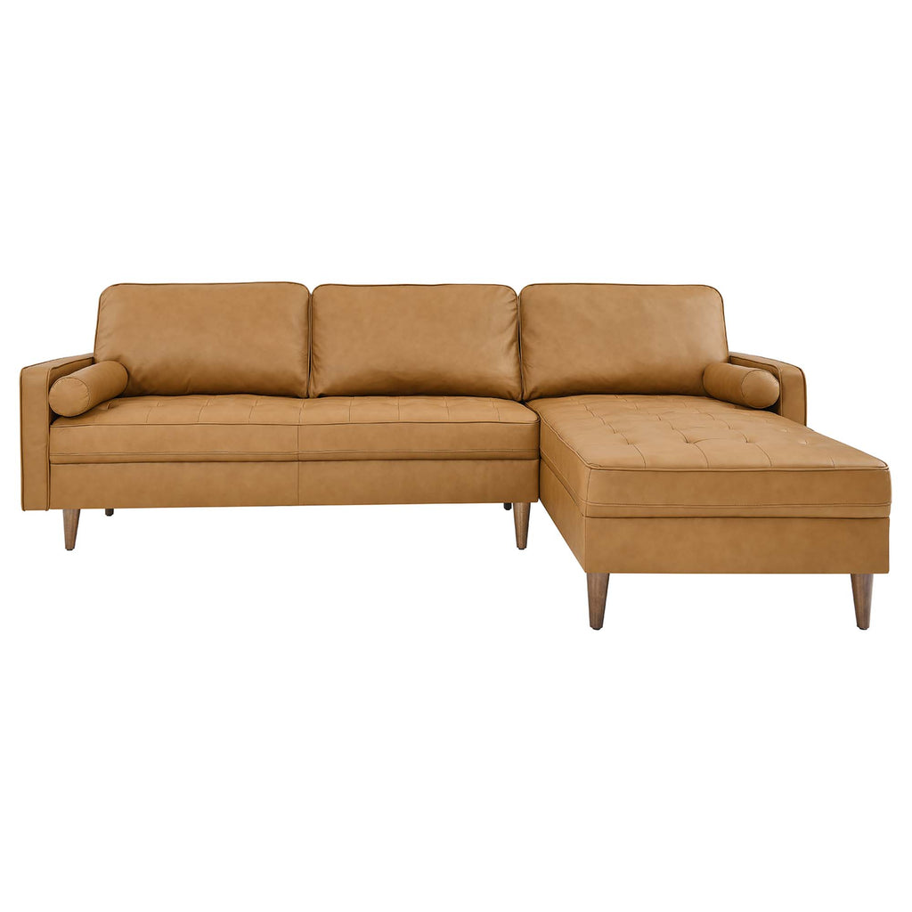 Valour 98" Leather Sectional Sofa - Tan