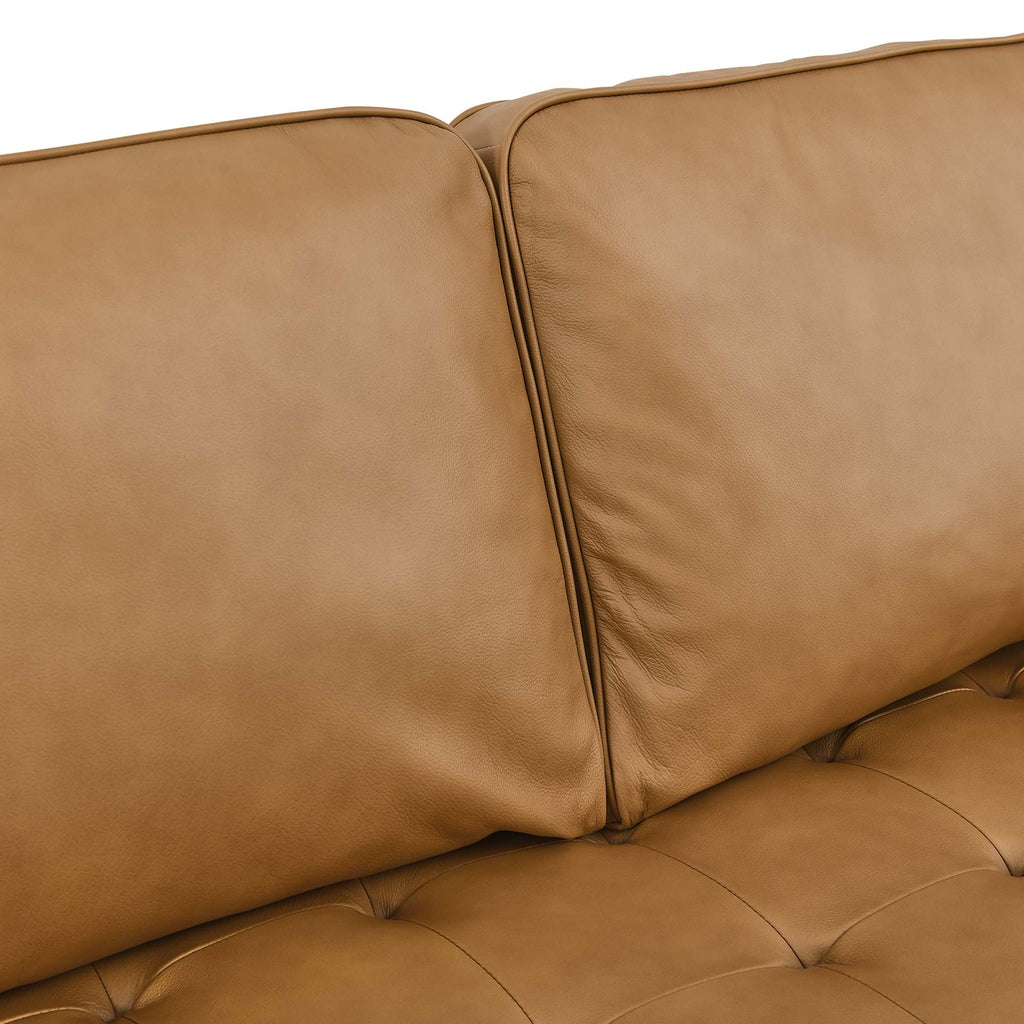 Valour 98" Leather Sectional Sofa - Tan