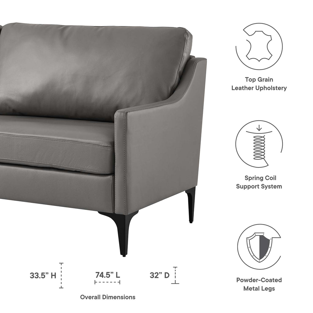 Corland Leather Sofa - Gray