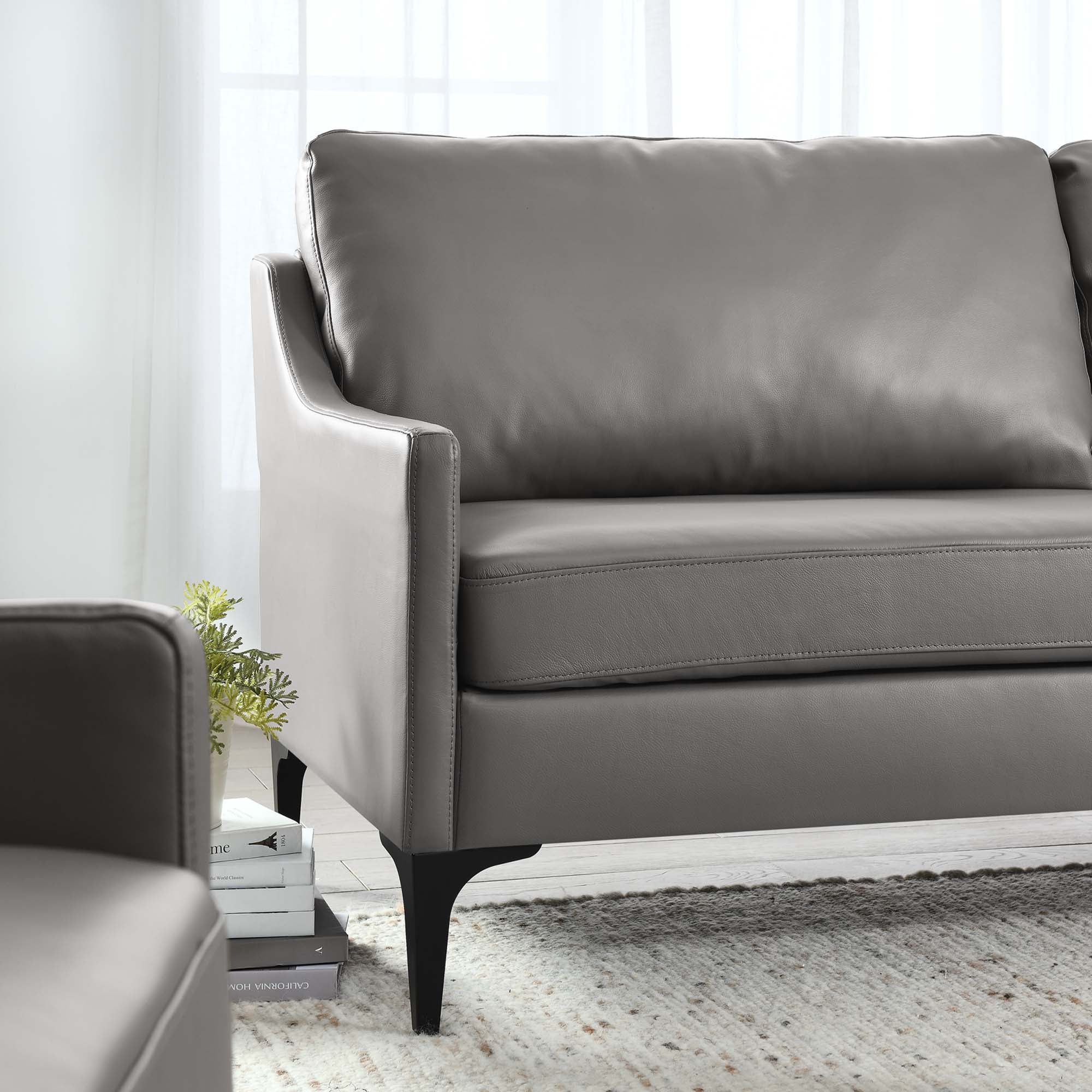 Corland Leather Sofa - Gray