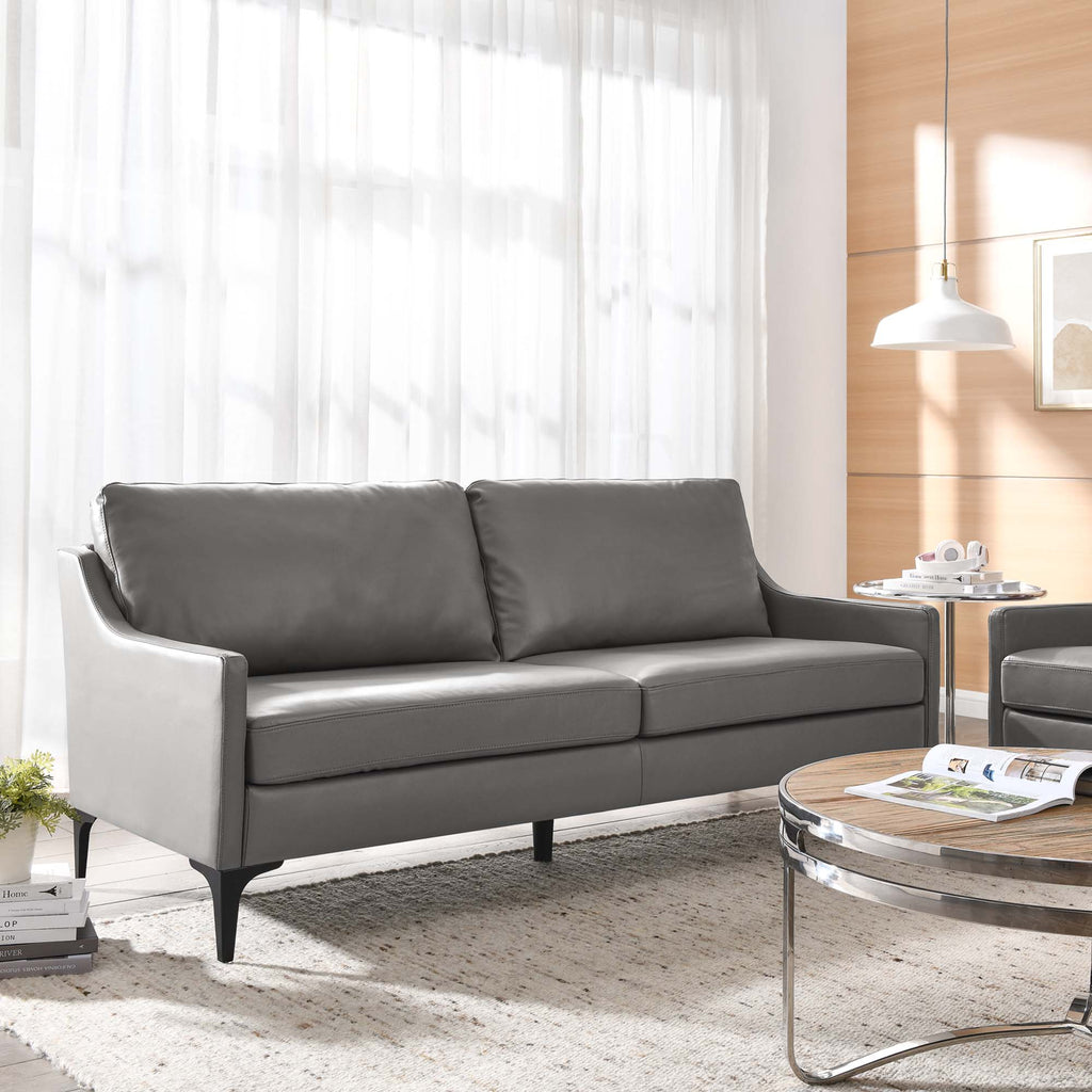 Corland Leather Sofa - Gray
