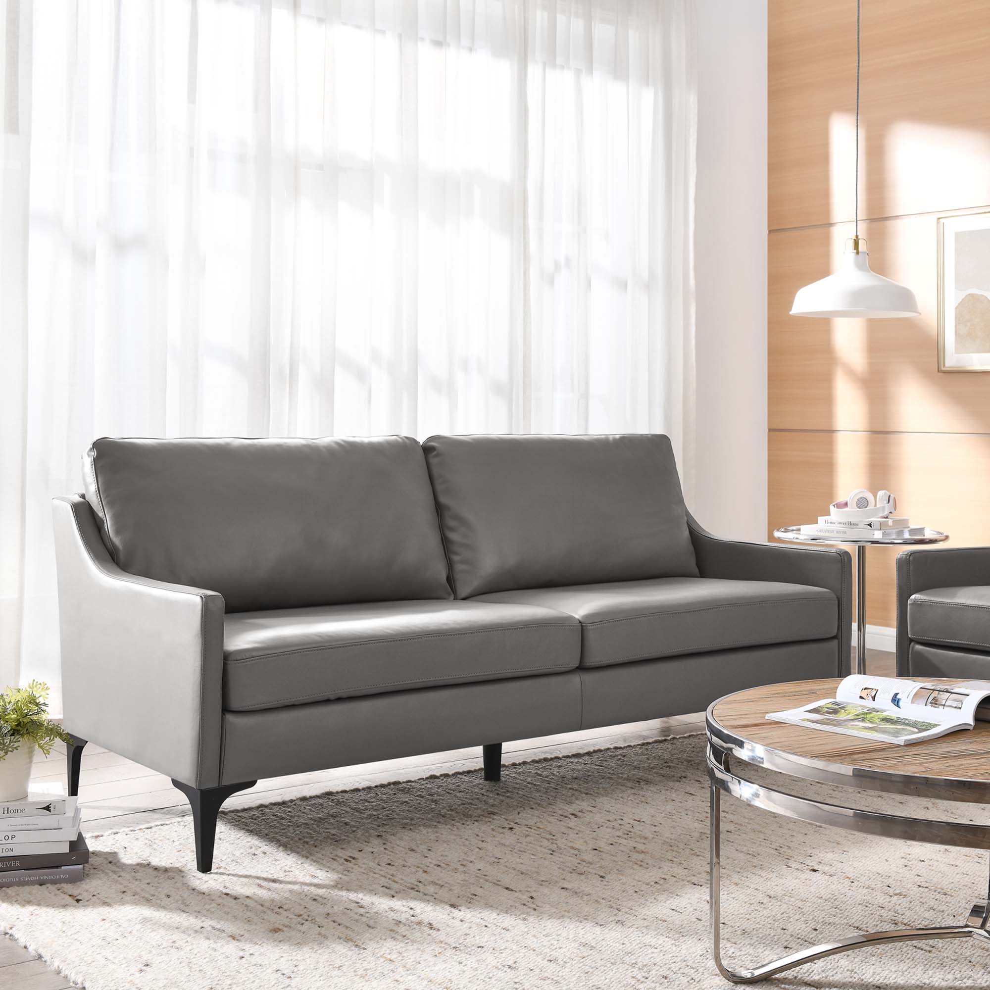 Corland Leather Sofa - Gray