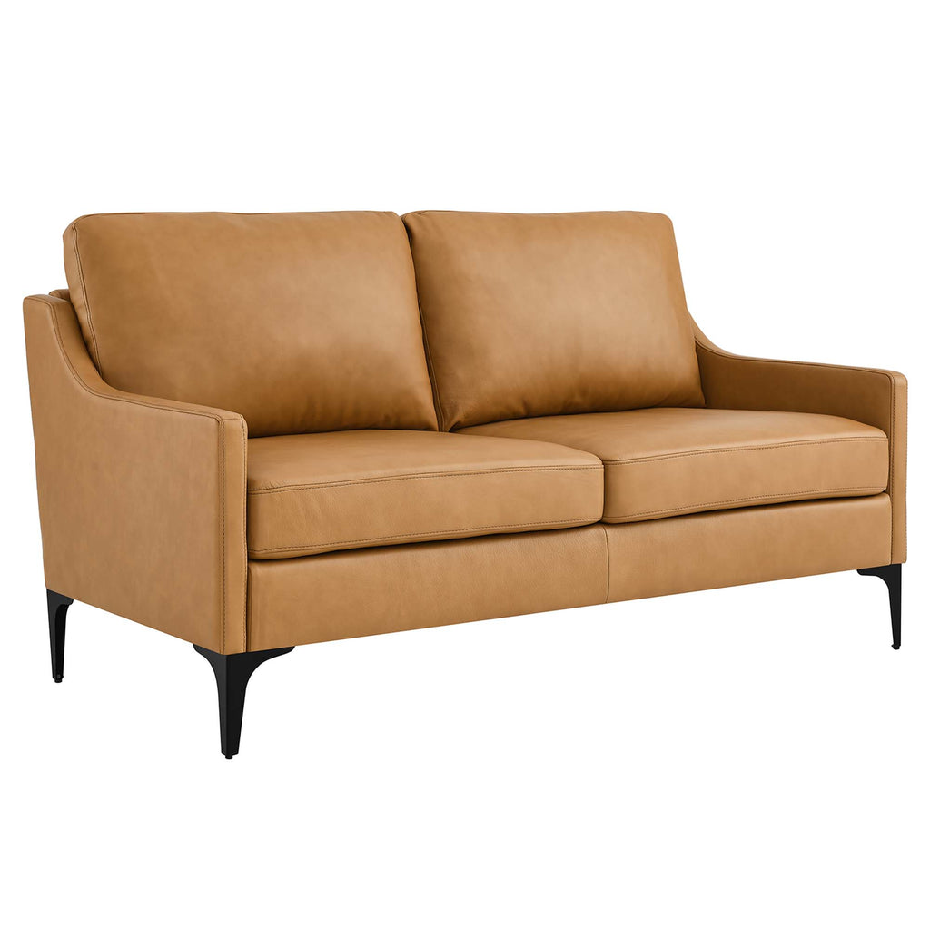 Corland Leather Loveseat - Tan