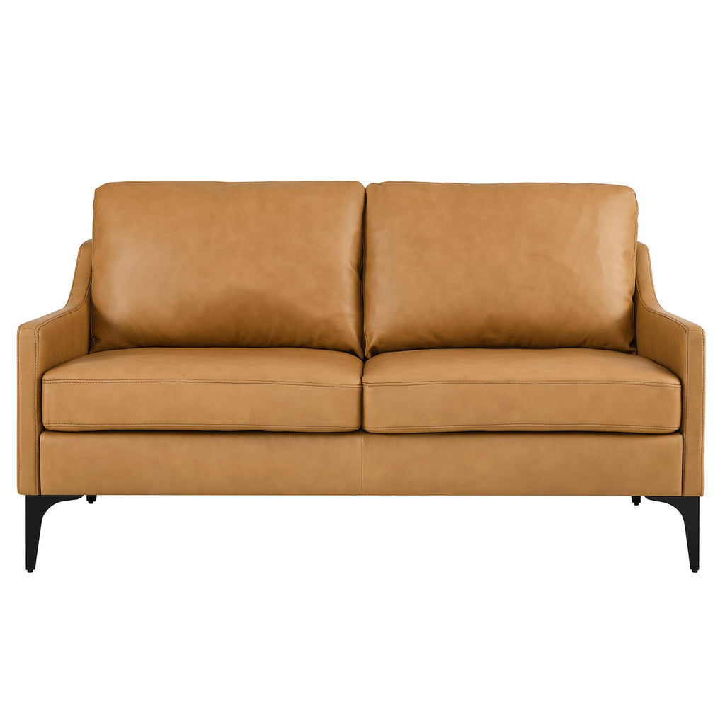 Corland Leather Loveseat - Tan