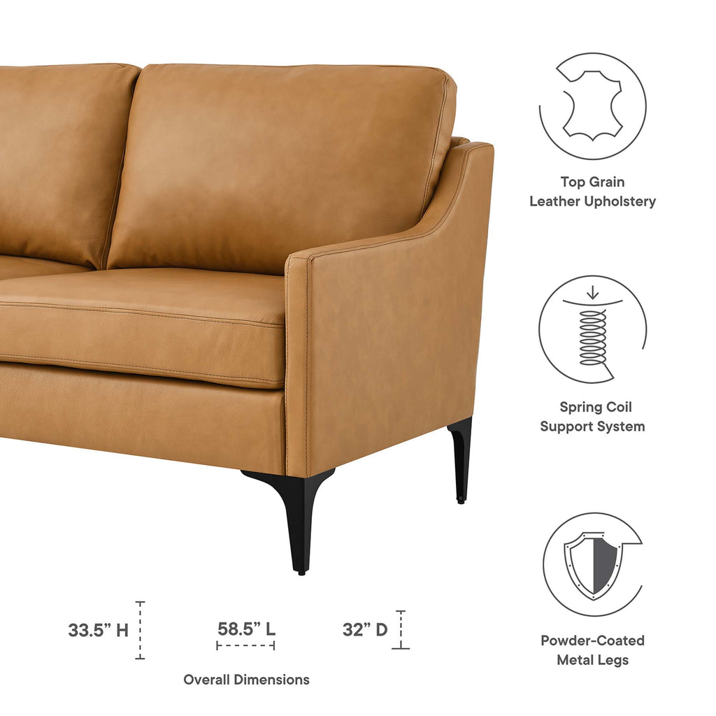 Corland Leather Loveseat - Tan