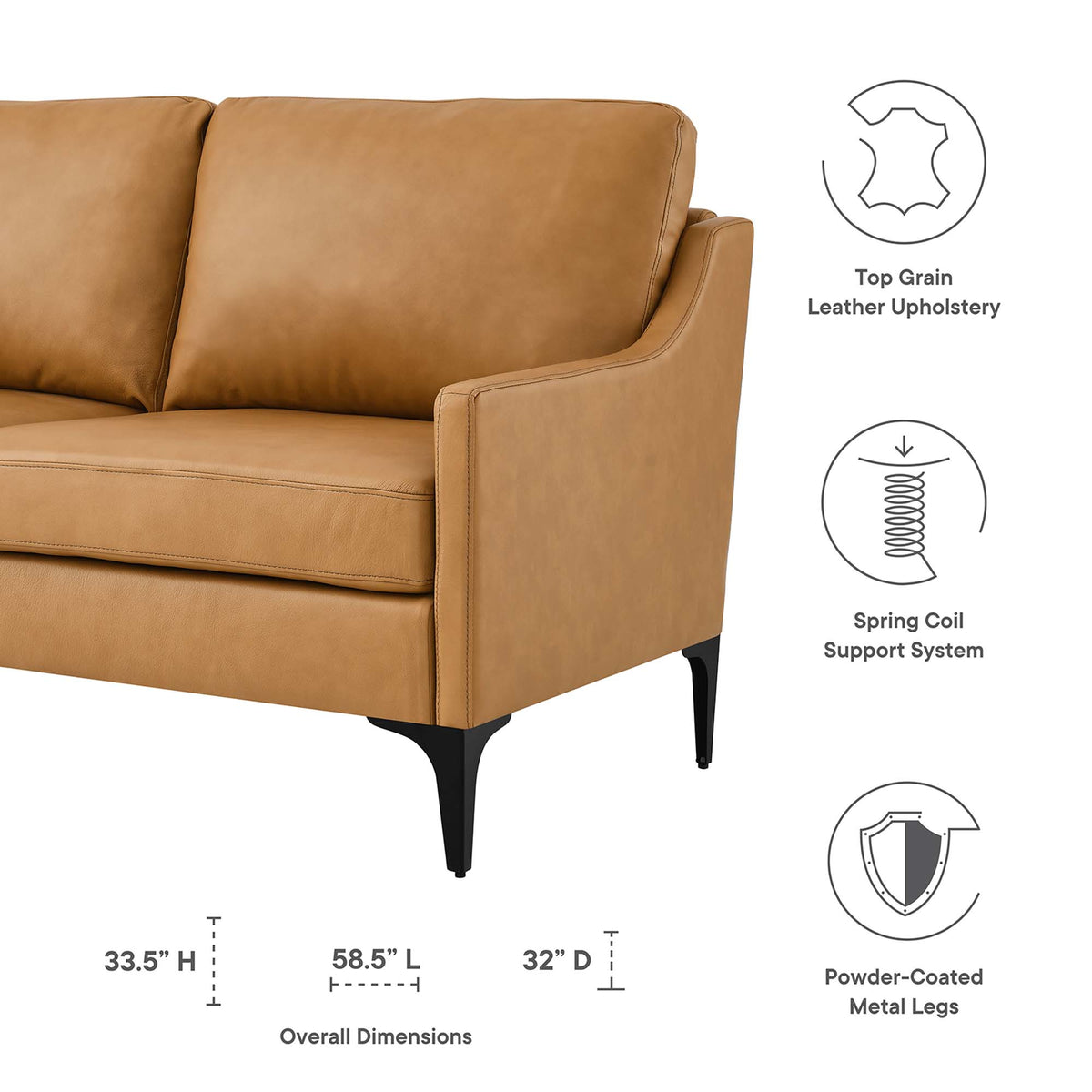 Corland Leather Loveseat - Tan