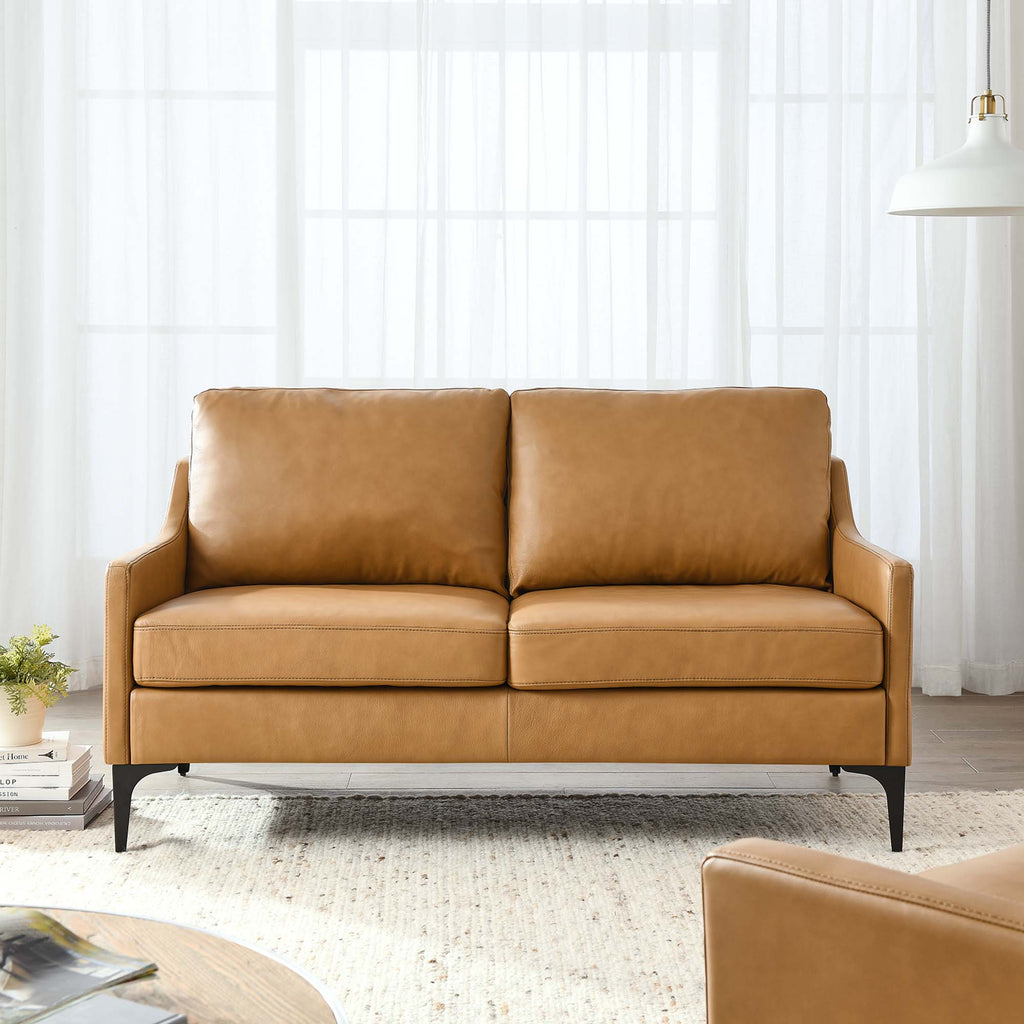 Corland Leather Loveseat - Tan