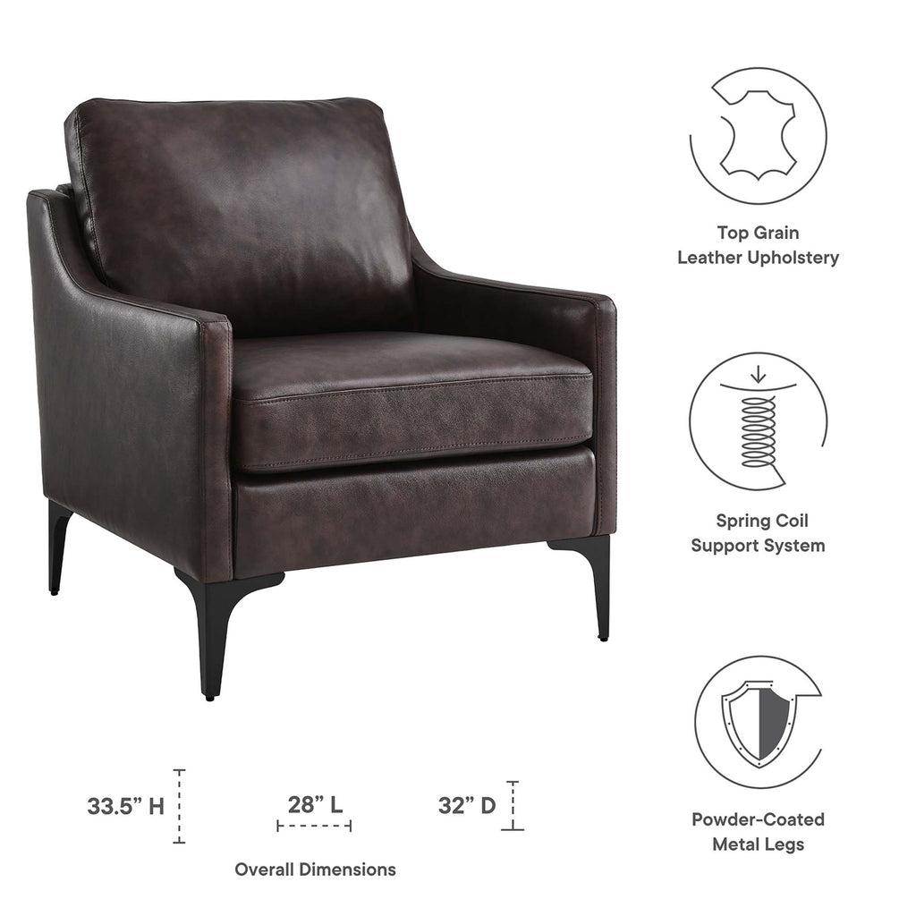 Corland Leather Armchair - Brown