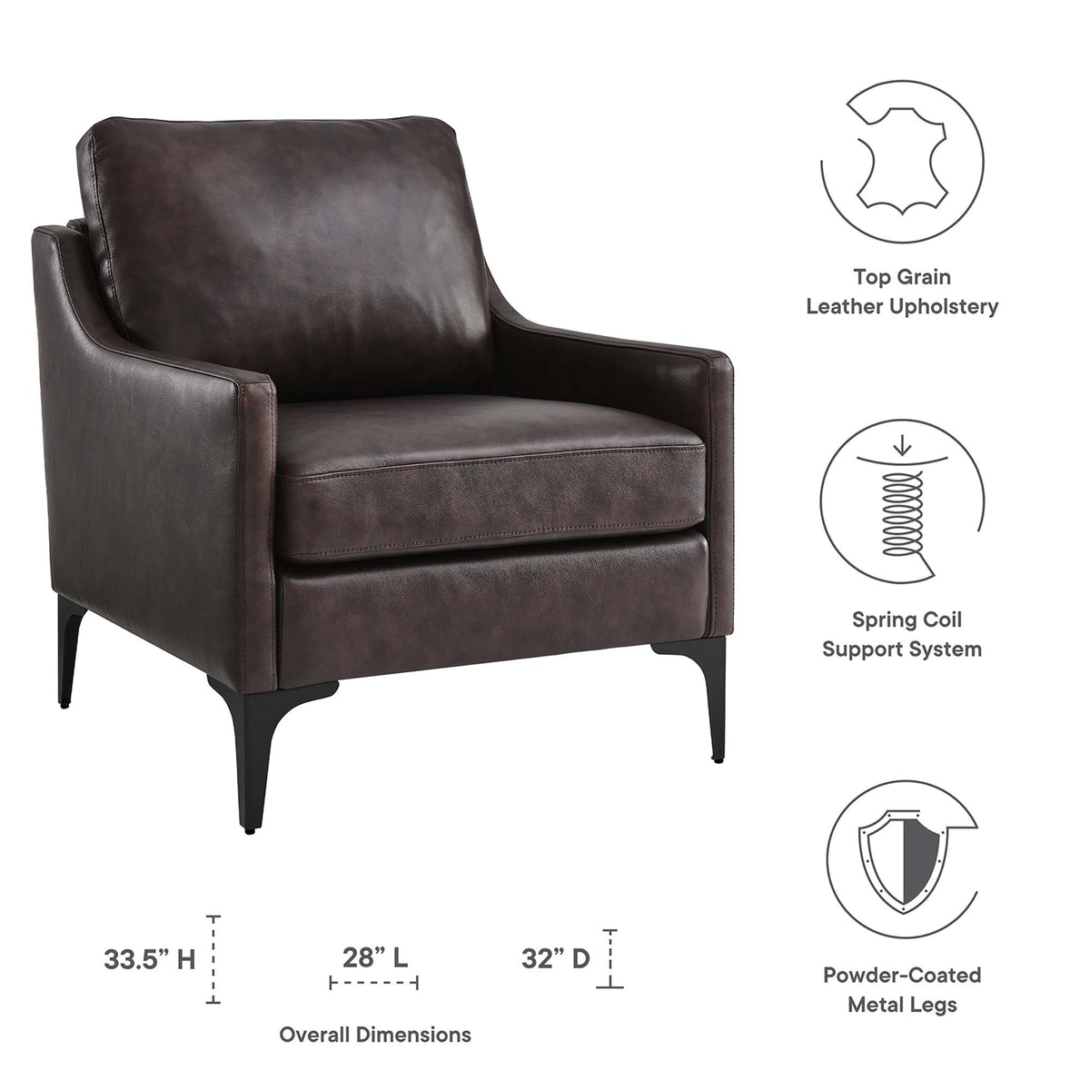 Corland Leather Armchair - Brown