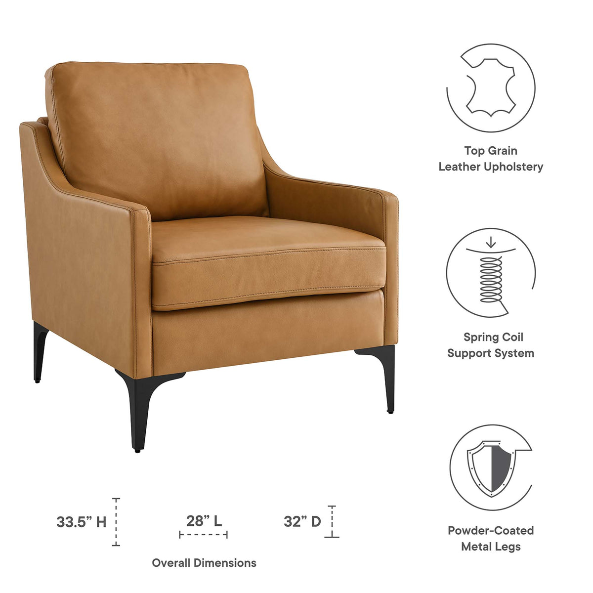 Corland Leather Armchair - Tan