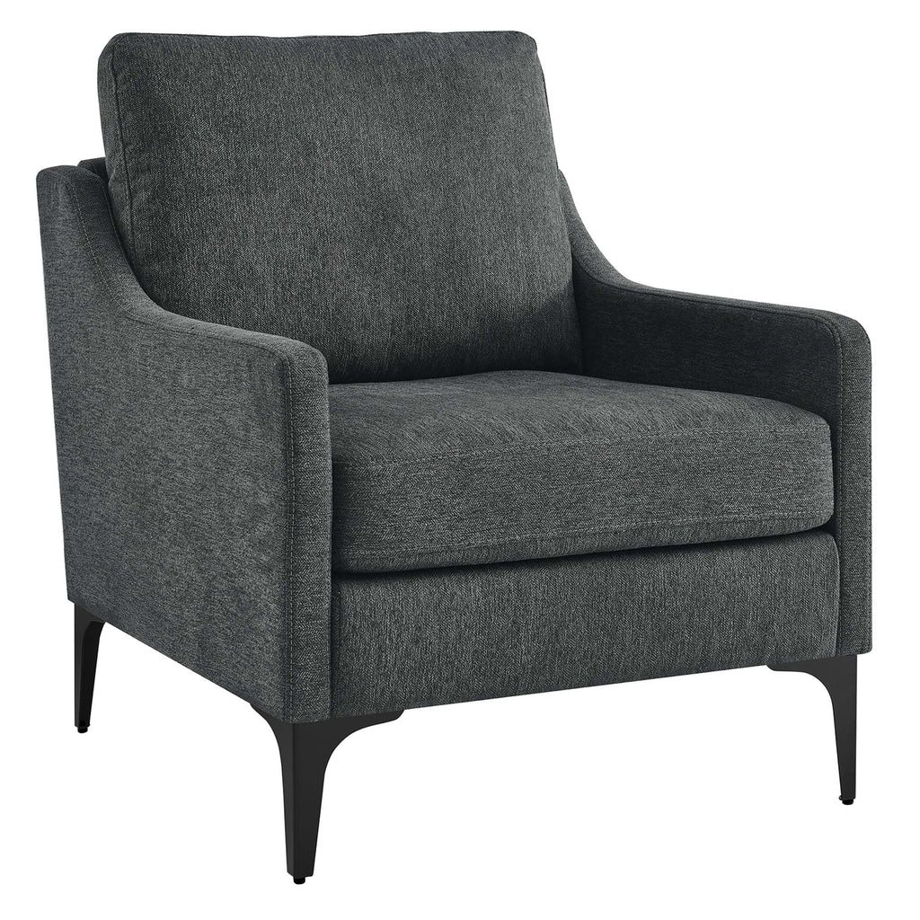 Corland Upholstered Fabric Armchair - Charcoal