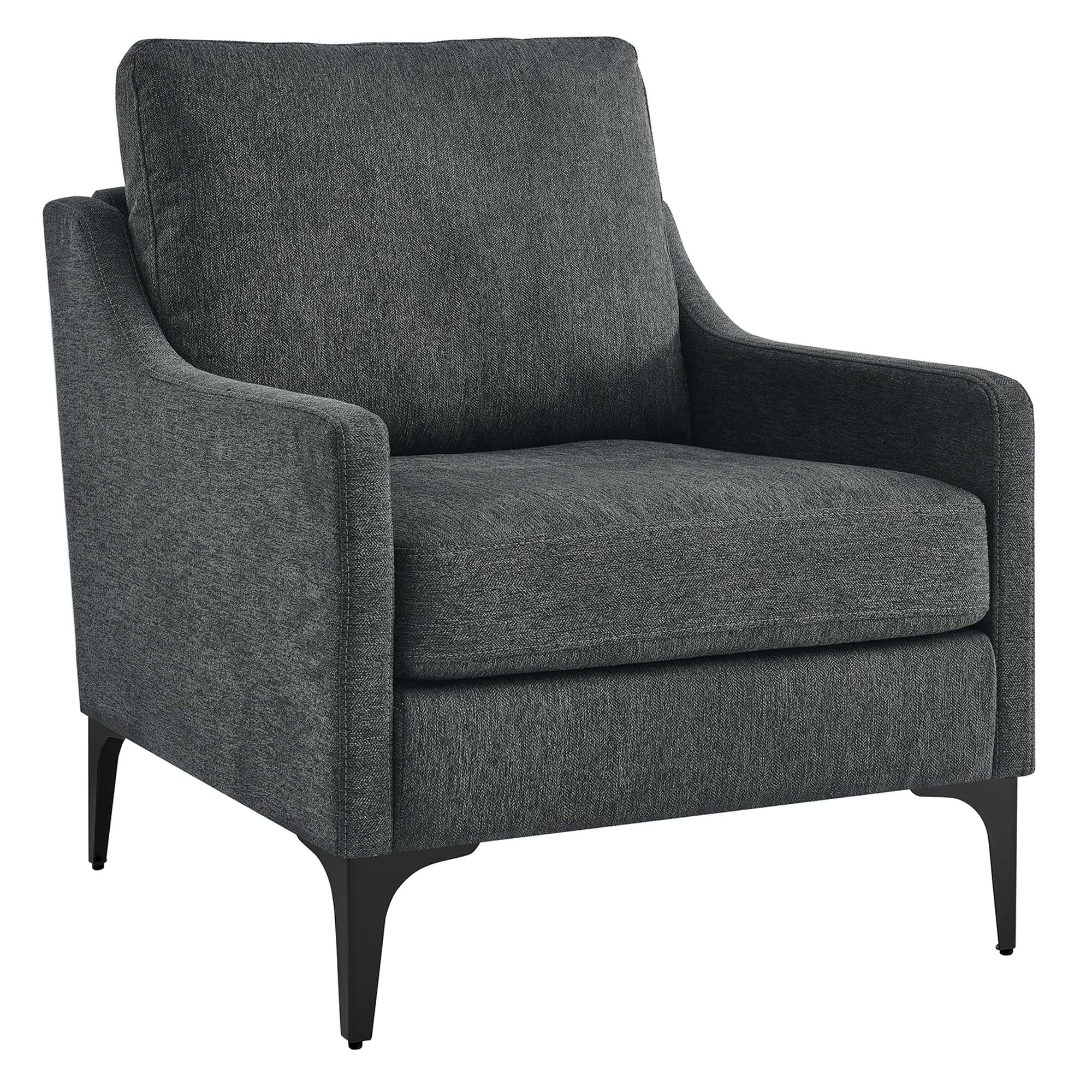 Corland Upholstered Fabric Armchair - Charcoal