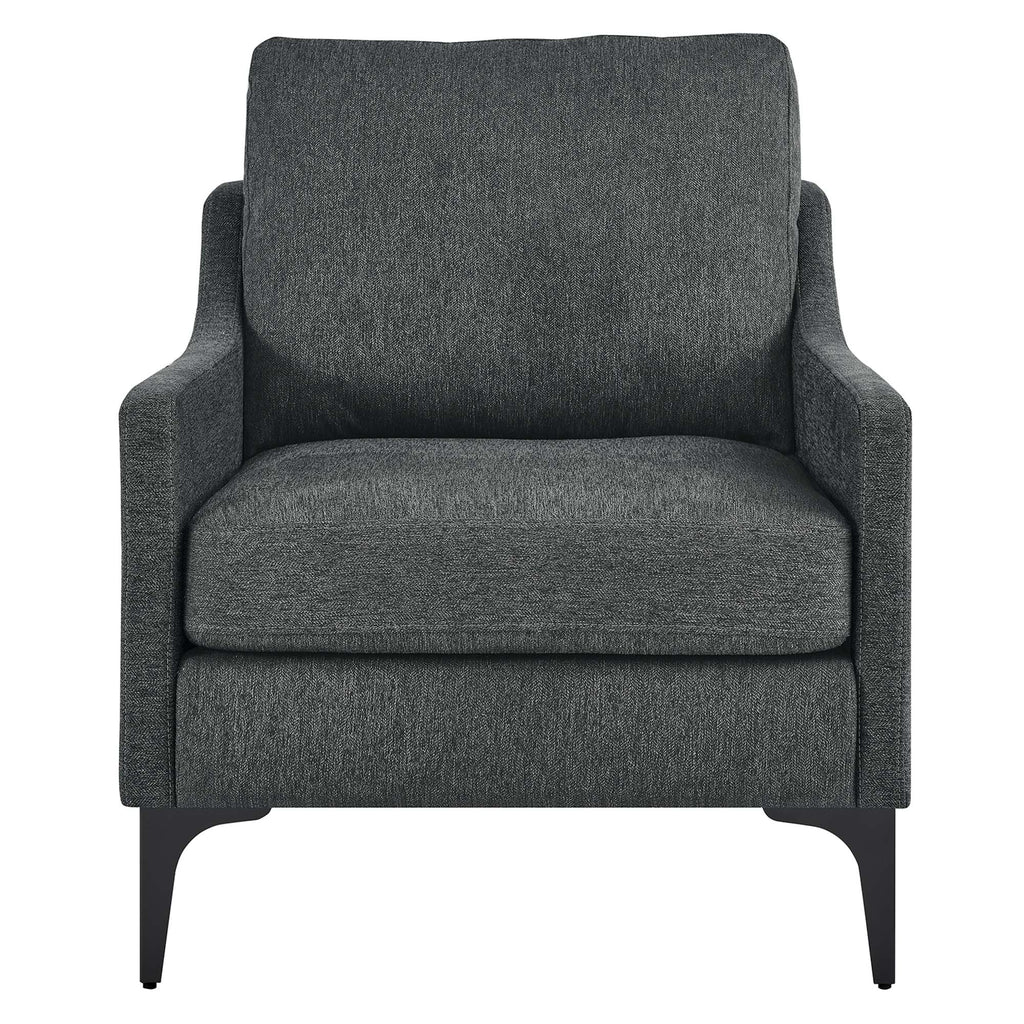 Corland Upholstered Fabric Armchair - Charcoal