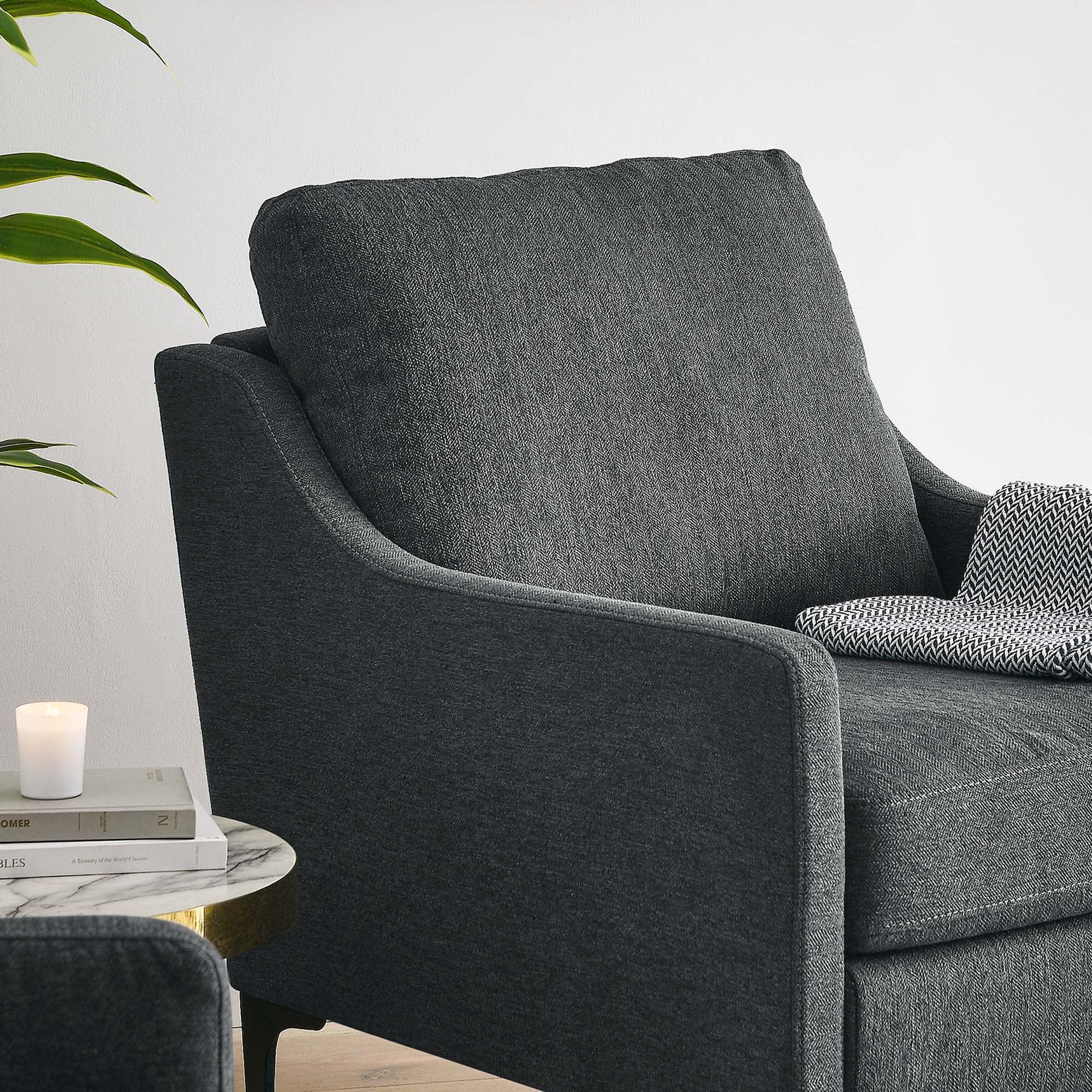 Corland Upholstered Fabric Armchair - Charcoal