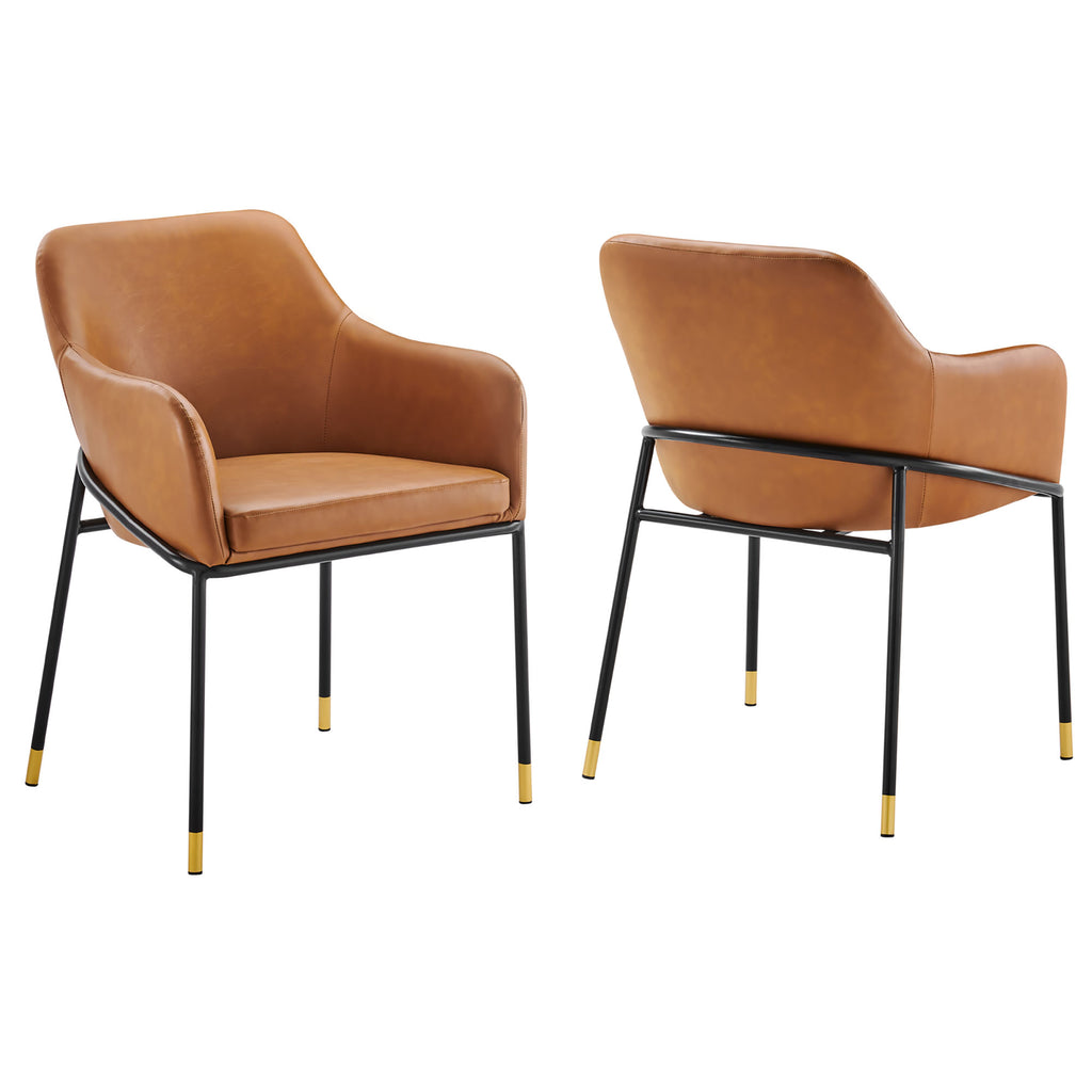 Jovi Vegan Leather Dining Chair Set of 2 - Black Tan