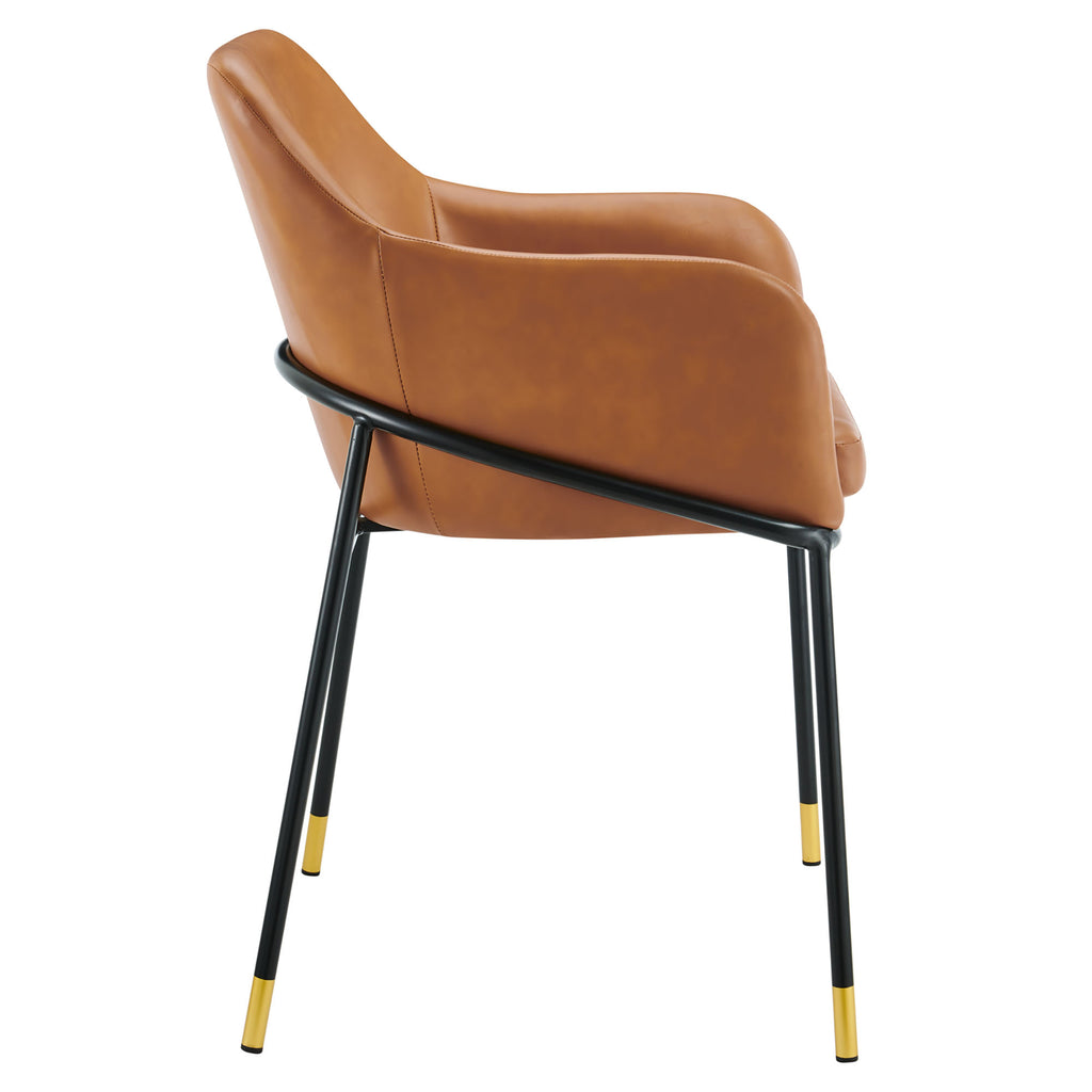 Jovi Vegan Leather Dining Chair Set of 2 - Black Tan