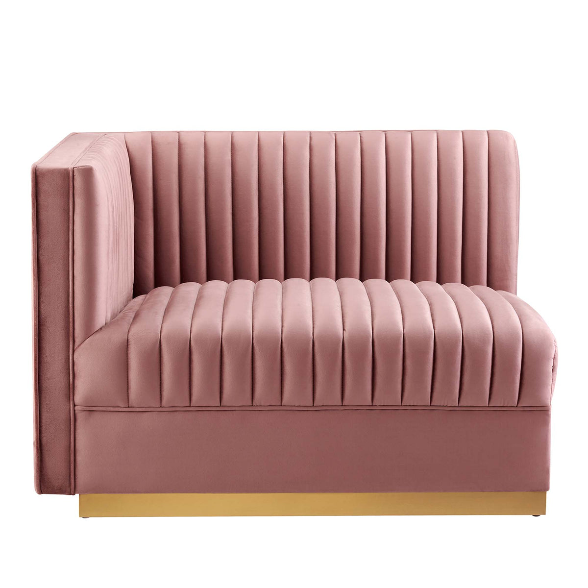 Sanguine Channel Tufted Performance Velvet Modular Sectional Sofa Left-Arm Chair - Dusty Rose