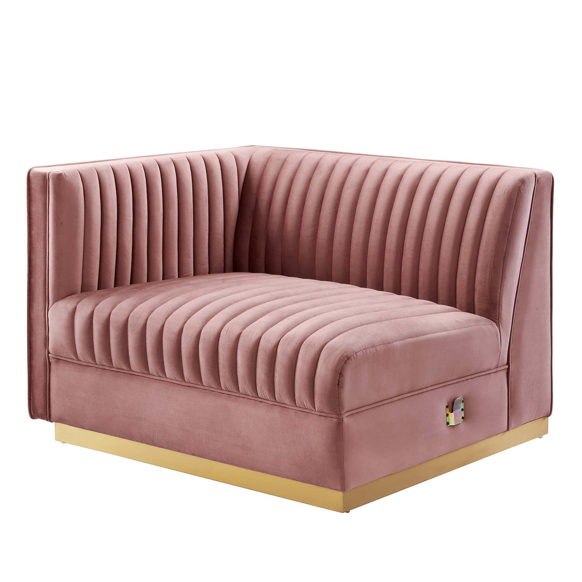 Sanguine Channel Tufted Performance Velvet Modular Sectional Sofa Left-Arm Chair - Dusty Rose