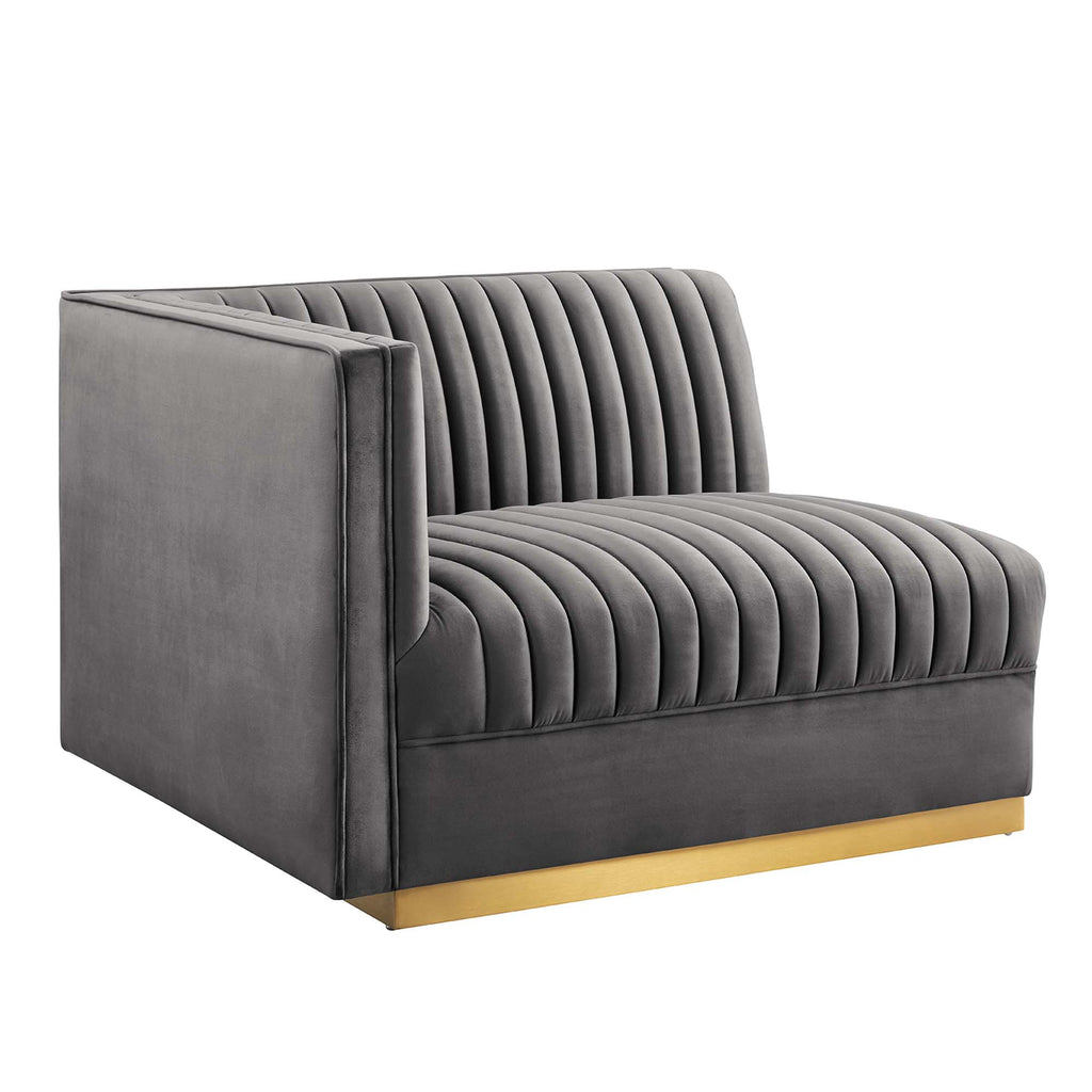 Sanguine Channel Tufted Performance Velvet Modular Sectional Sofa Left-Arm Chair - Gray