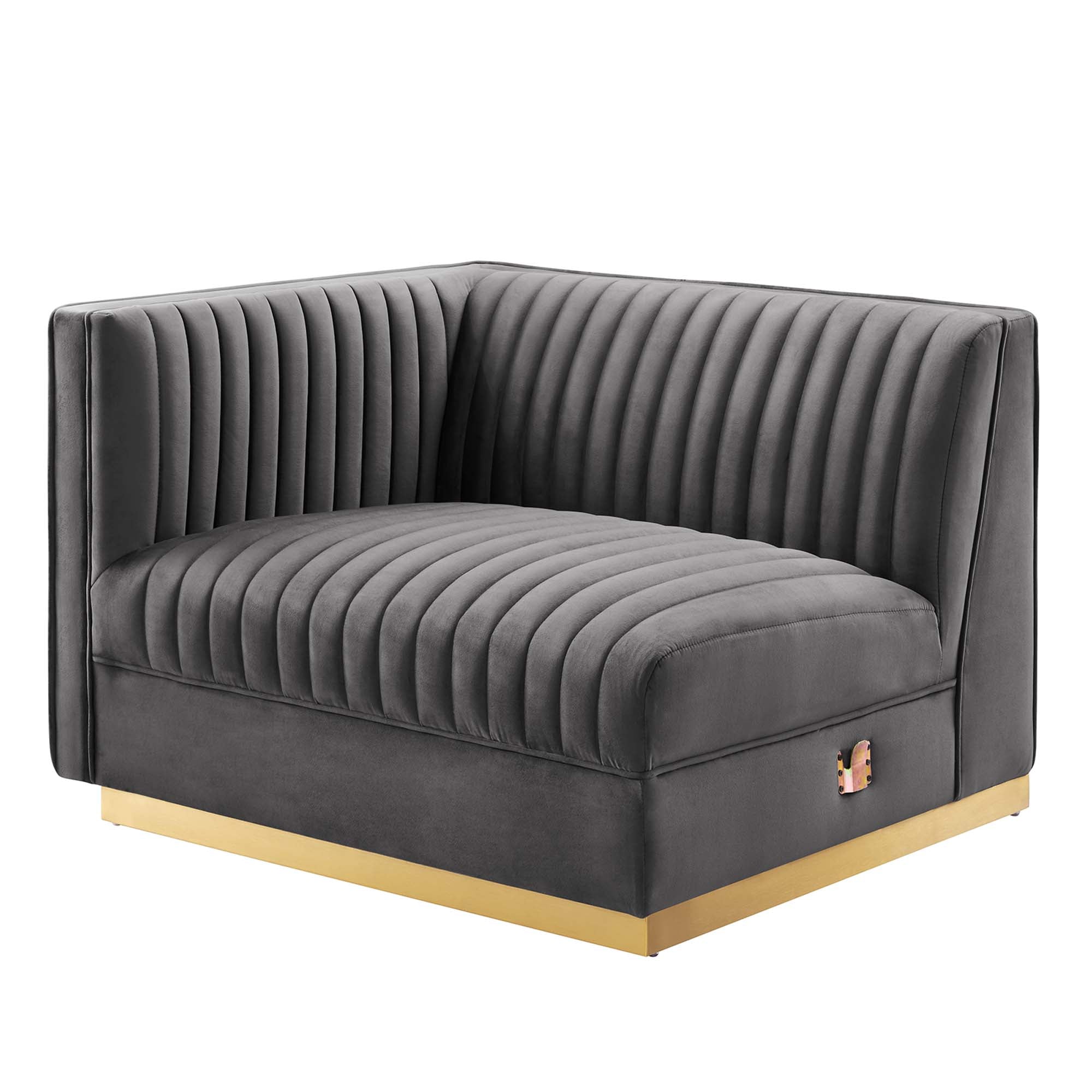 Sanguine Channel Tufted Performance Velvet Modular Sectional Sofa Left-Arm Chair - Gray