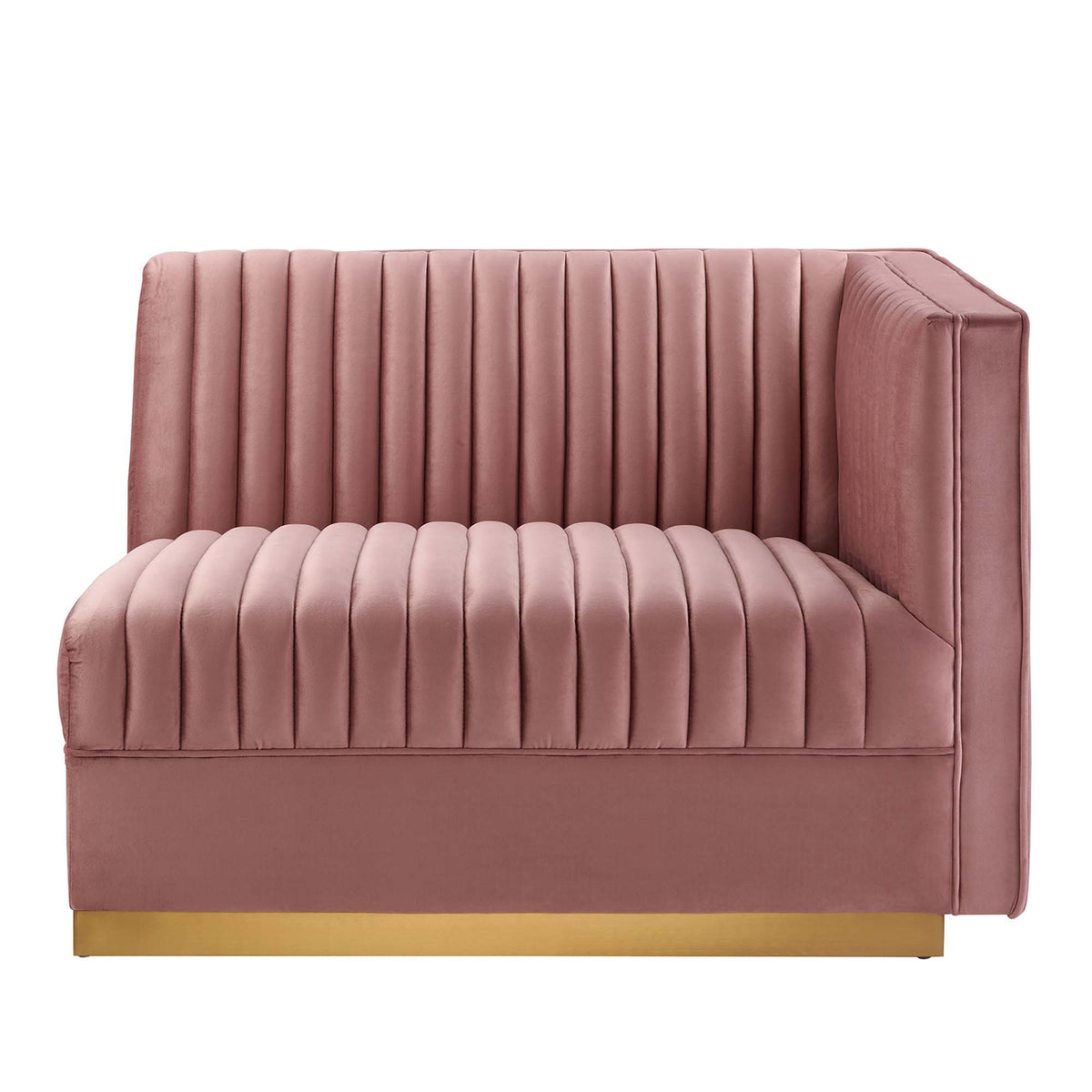 Sanguine Channel Tufted Performance Velvet Modular Sectional Sofa Right-Arm Chair - Dusty Rose