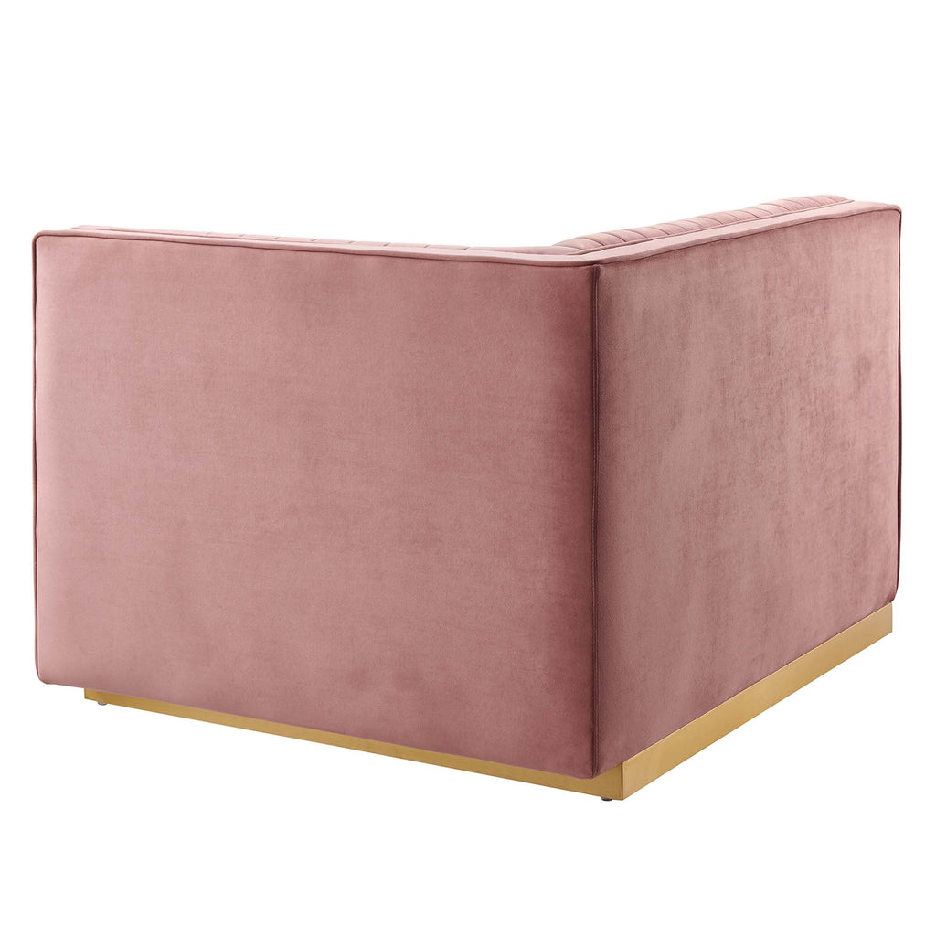 Sanguine Channel Tufted Performance Velvet Modular Sectional Sofa Right-Arm Chair - Dusty Rose