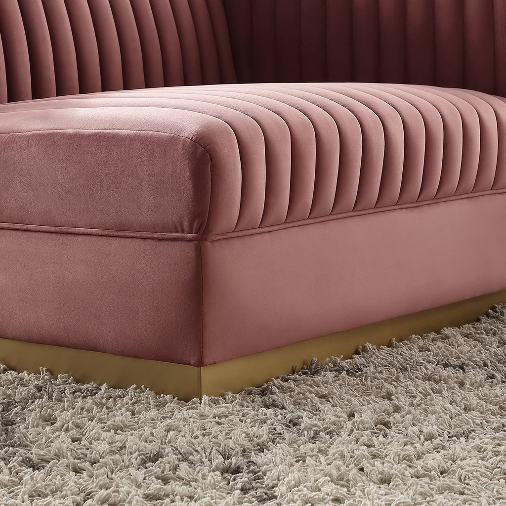 Sanguine Channel Tufted Performance Velvet Modular Sectional Sofa Right-Arm Chair - Dusty Rose