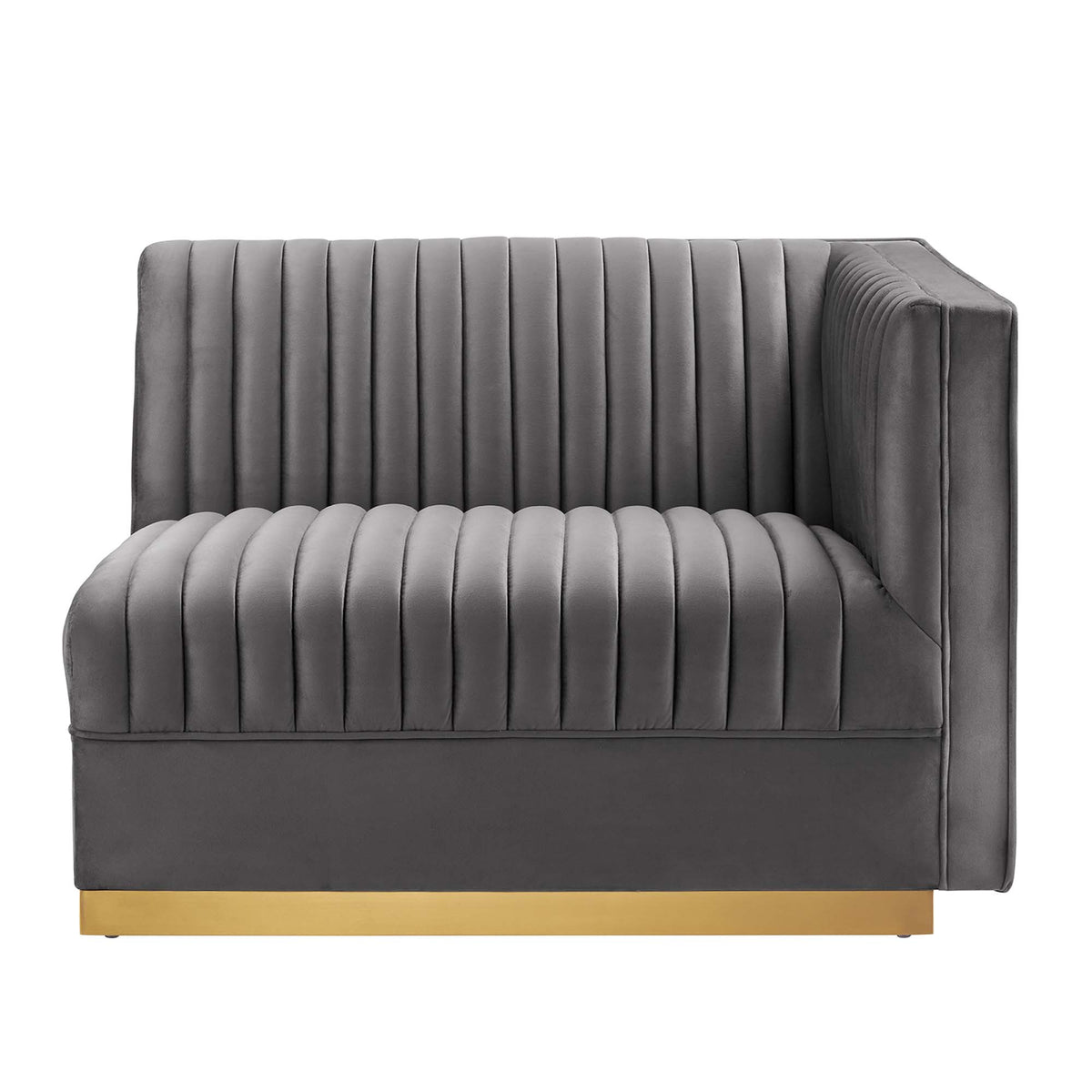 Sanguine Channel Tufted Performance Velvet Modular Sectional Sofa Right-Arm Chair - Gray