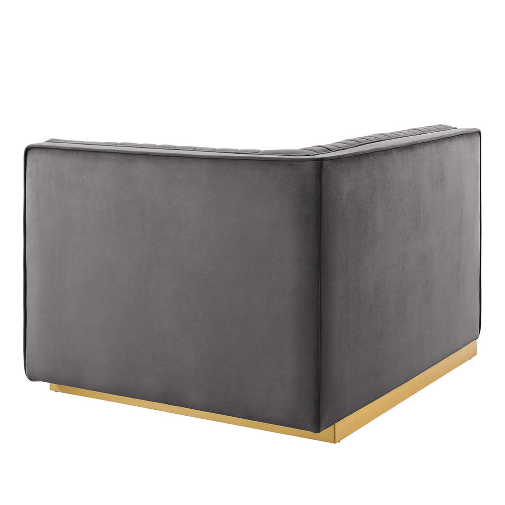 Sanguine Channel Tufted Performance Velvet Modular Sectional Sofa Right-Arm Chair - Gray