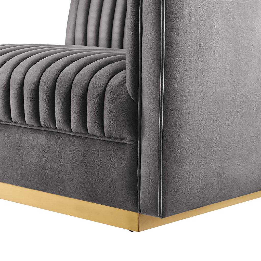 Sanguine Channel Tufted Performance Velvet Modular Sectional Sofa Right-Arm Chair - Gray