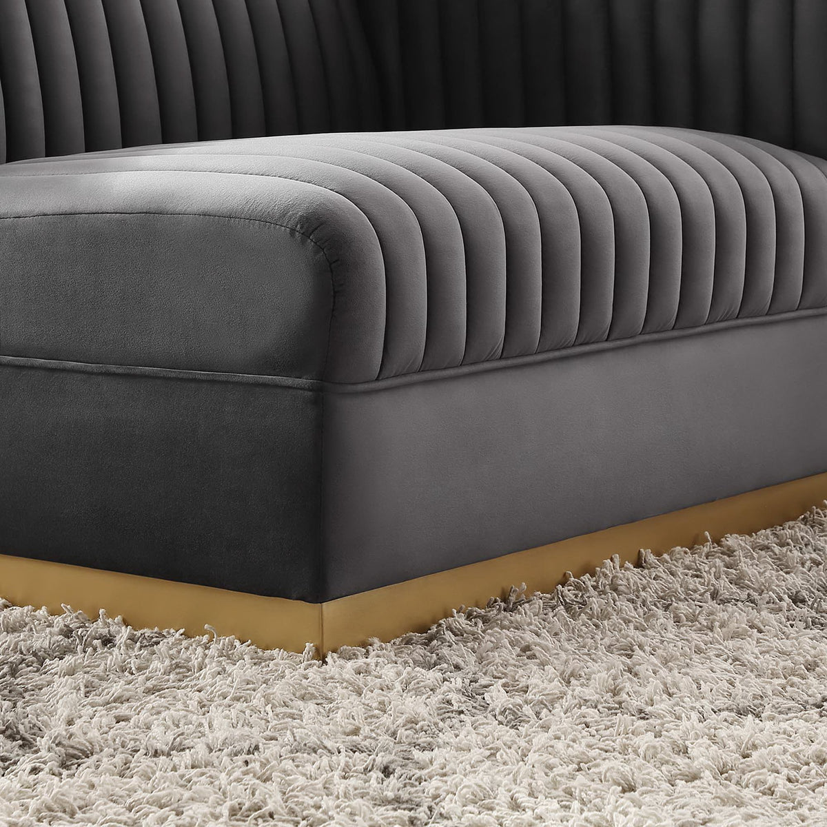 Sanguine Channel Tufted Performance Velvet Modular Sectional Sofa Right-Arm Chair - Gray