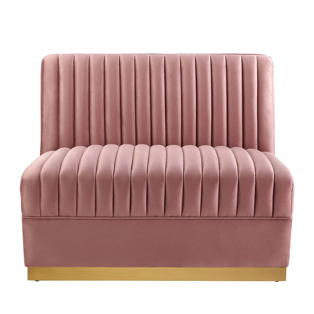 Sanguine Channel Tufted Performance Velvet Modular Sectional Sofa Armless Chair - Dusty Rose