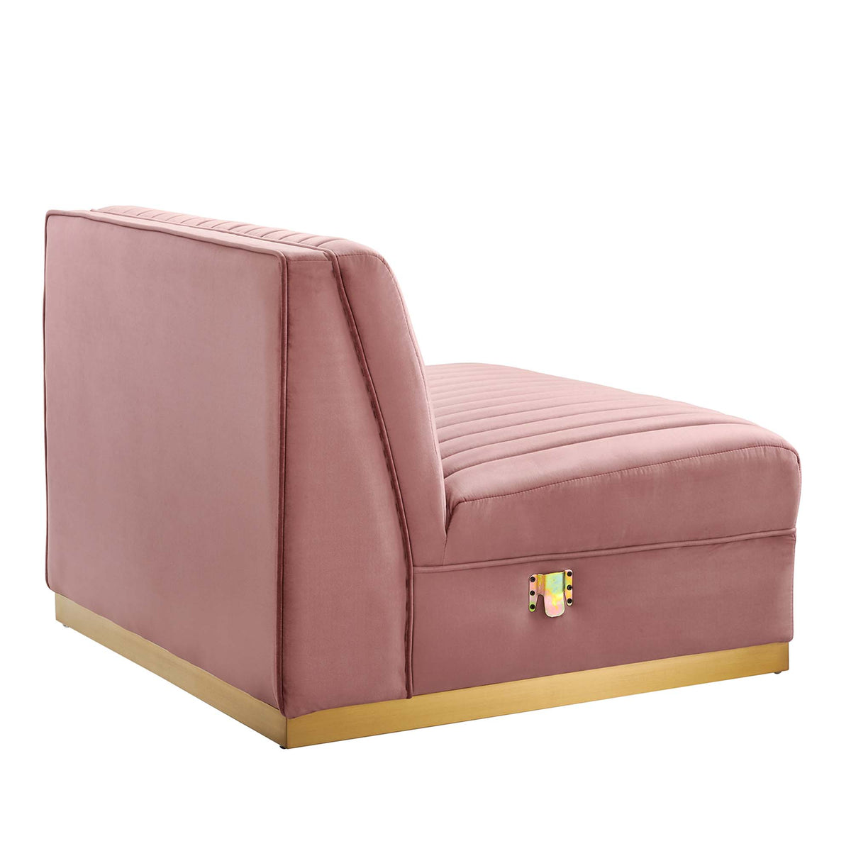 Sanguine Channel Tufted Performance Velvet Modular Sectional Sofa Armless Chair - Dusty Rose