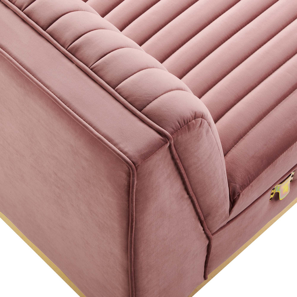 Sanguine Channel Tufted Performance Velvet Modular Sectional Sofa Armless Chair - Dusty Rose
