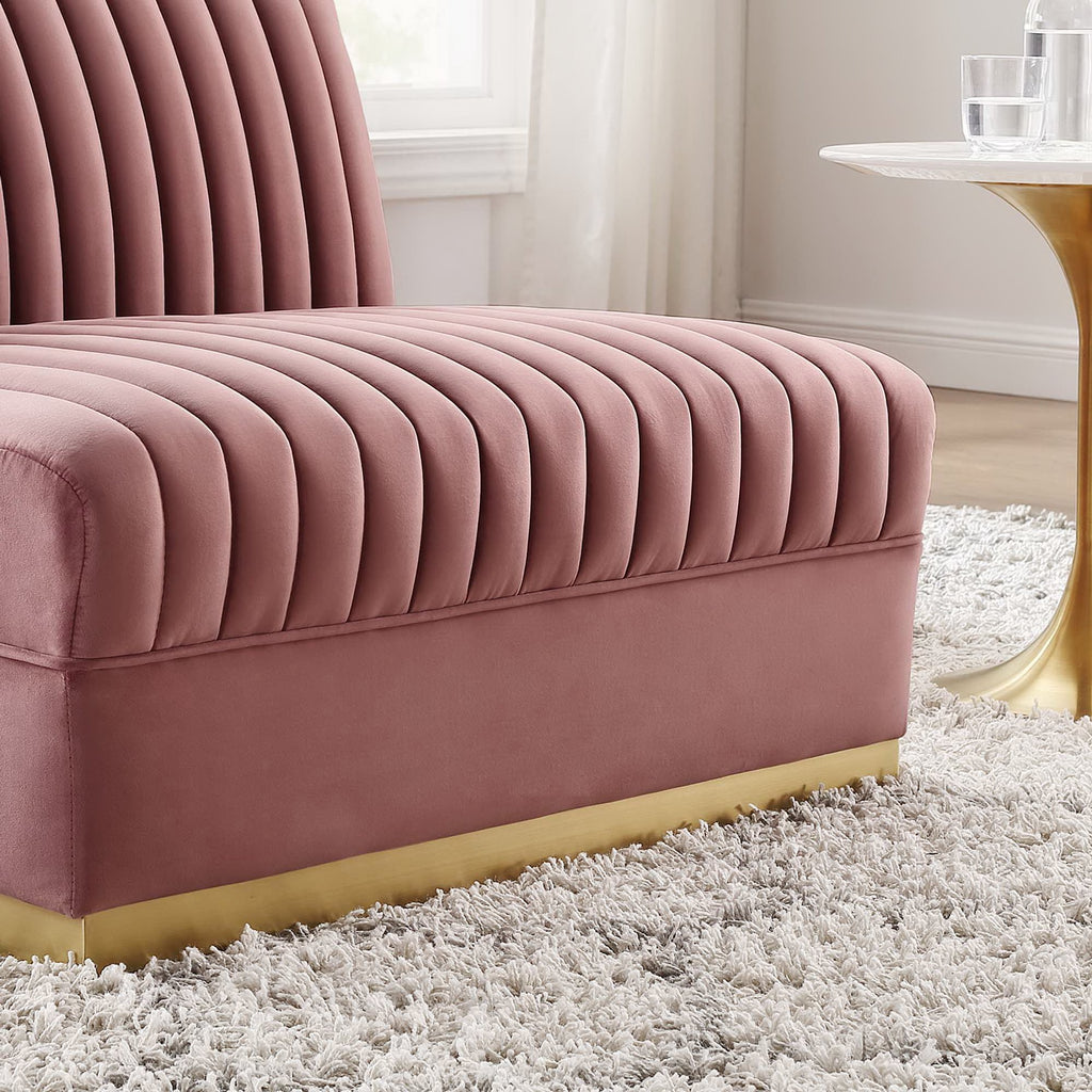 Sanguine Channel Tufted Performance Velvet Modular Sectional Sofa Armless Chair - Dusty Rose