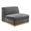 Sanguine Channel Tufted Performance Velvet Modular Sectional Sofa Armless Chair - Gray