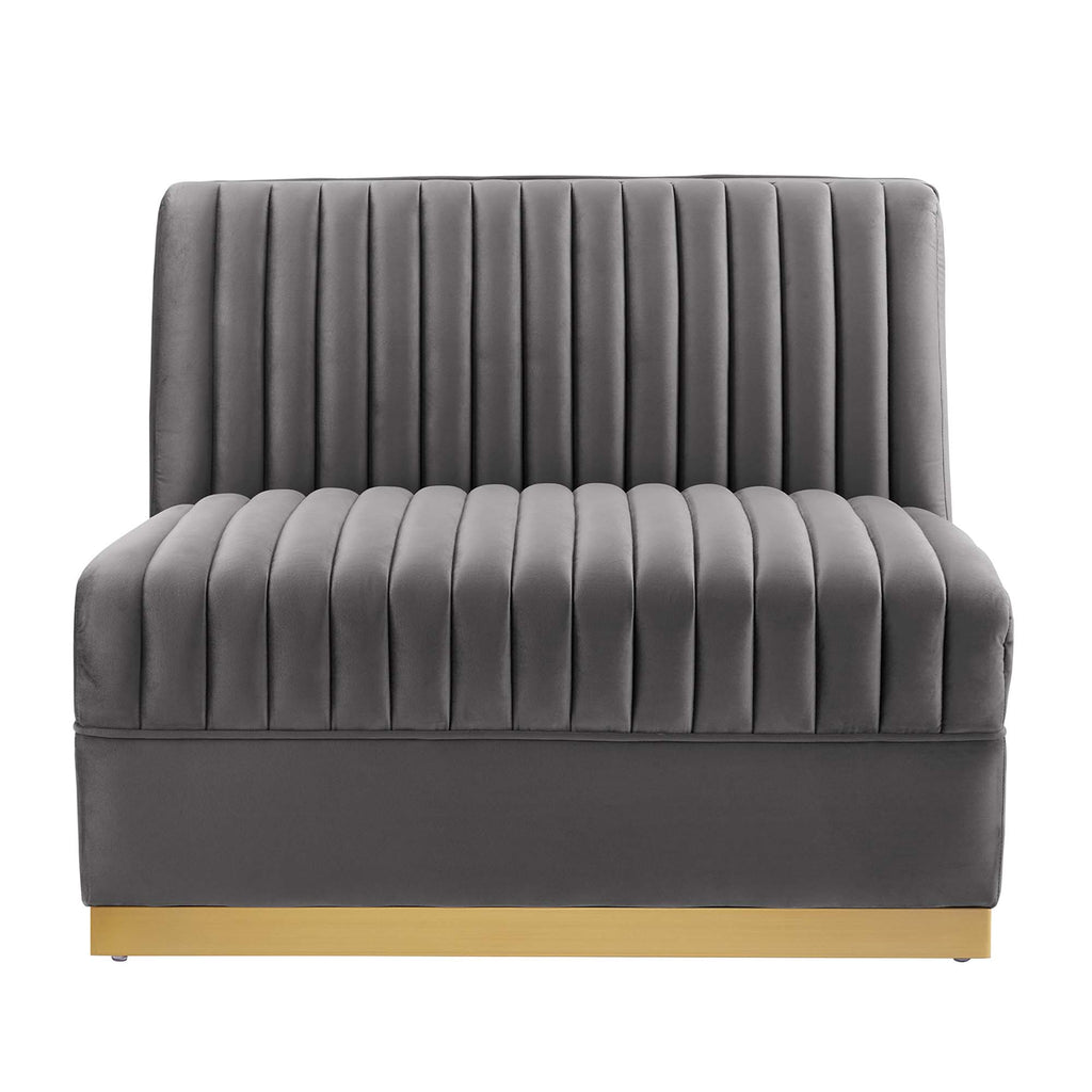 Sanguine Channel Tufted Performance Velvet Modular Sectional Sofa Armless Chair - Gray