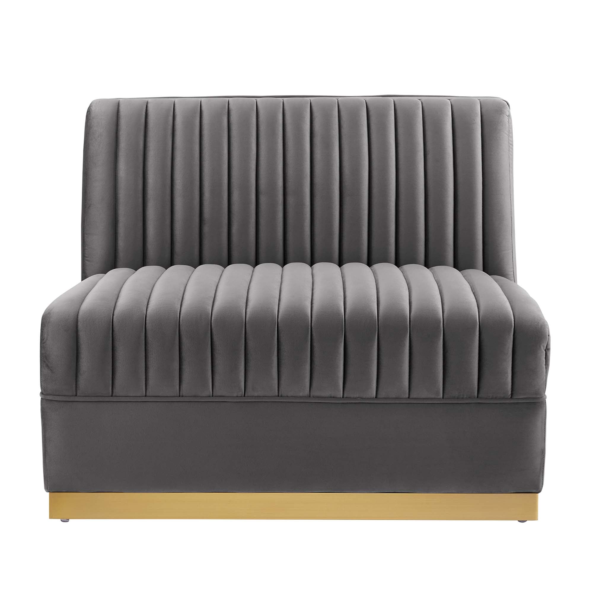 Sanguine Channel Tufted Performance Velvet Modular Sectional Sofa Armless Chair - Gray
