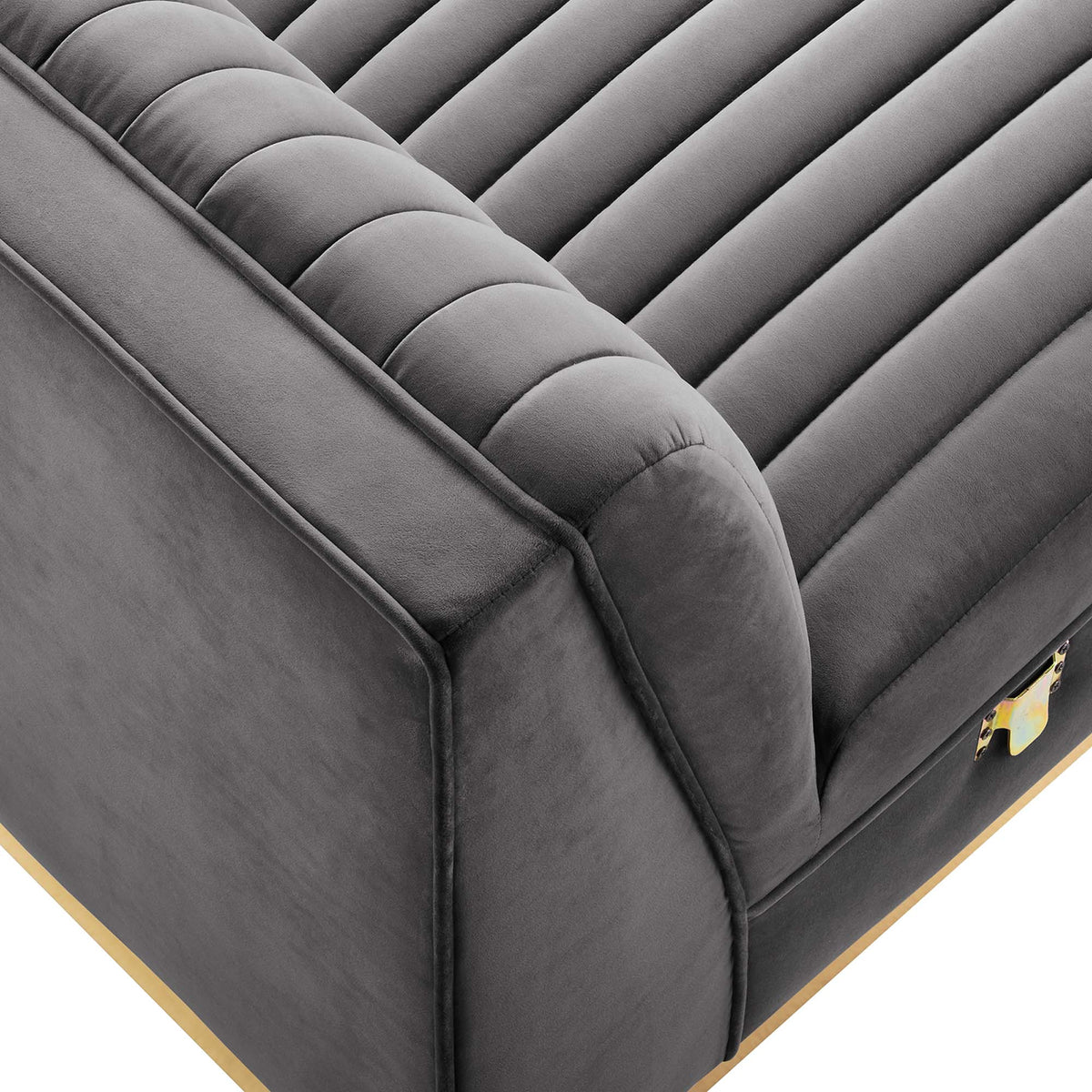 Sanguine Channel Tufted Performance Velvet Modular Sectional Sofa Armless Chair - Gray