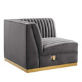 Sanguine Channel Tufted Performance Velvet Modular Sectional Sofa Right Corner Chair - Gray
