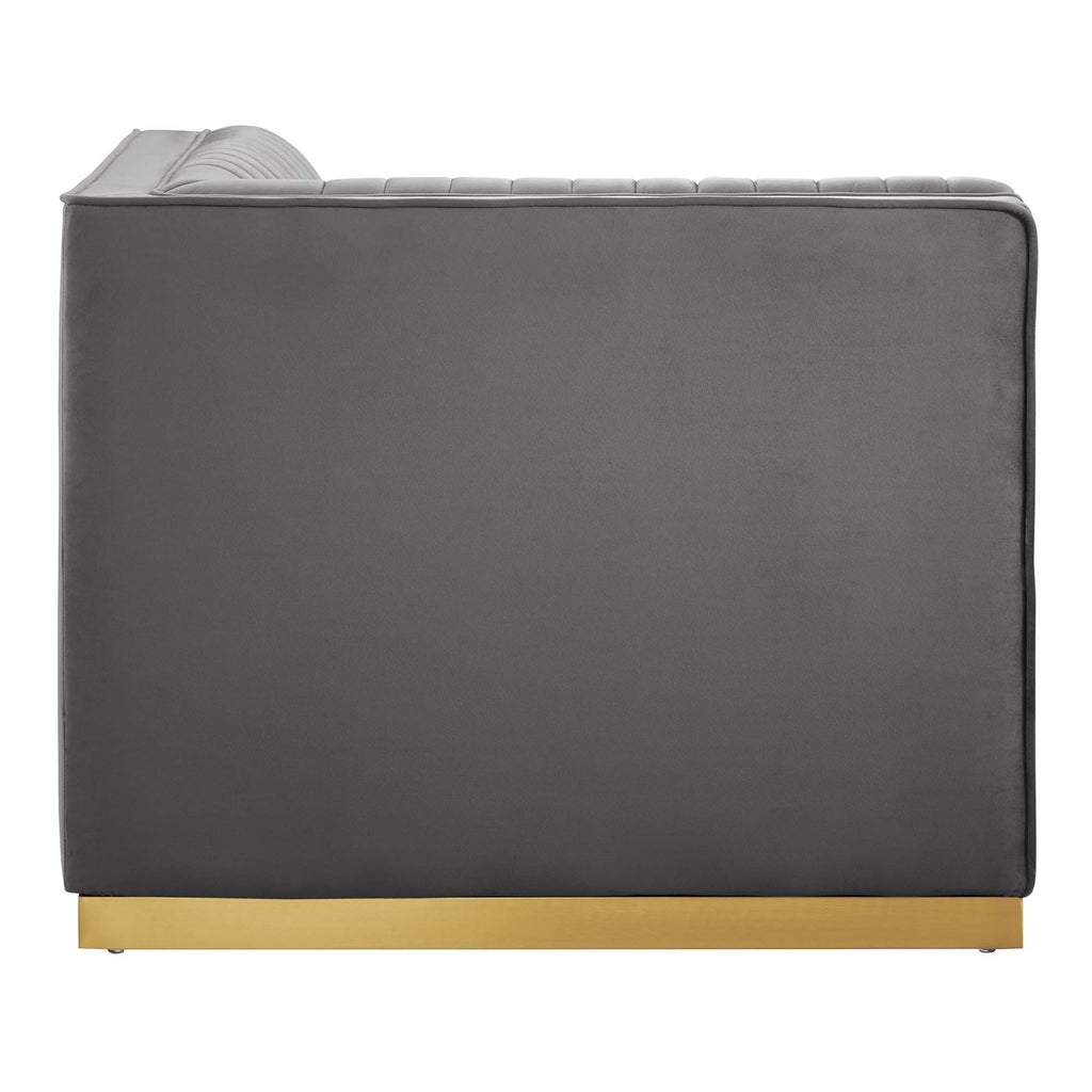 Sanguine Channel Tufted Performance Velvet Modular Sectional Sofa Right Corner Chair - Gray