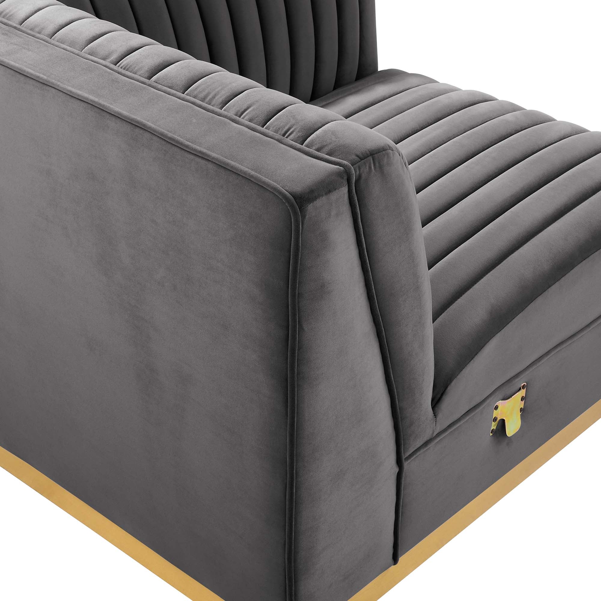 Sanguine Channel Tufted Performance Velvet Modular Sectional Sofa Right Corner Chair - Gray